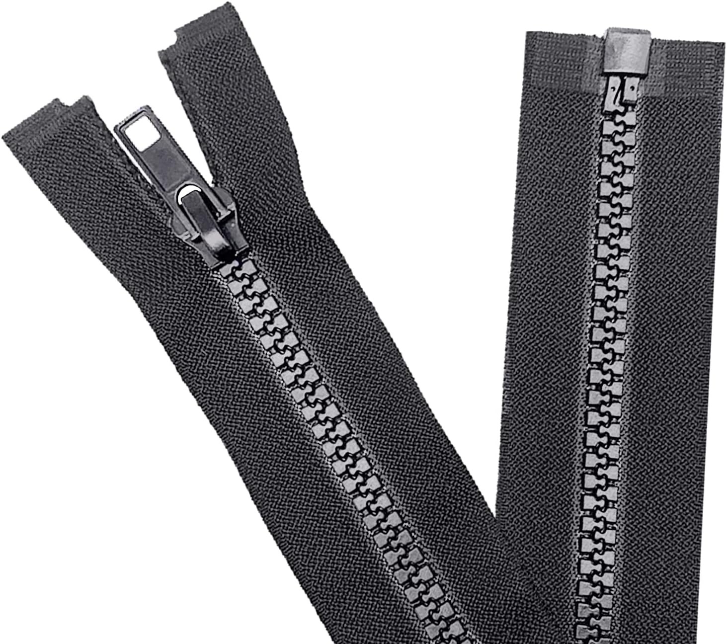 Sawoake 2PCS #5 24 Inch Separating Jacket Zippers for Sewing 24 in, Black