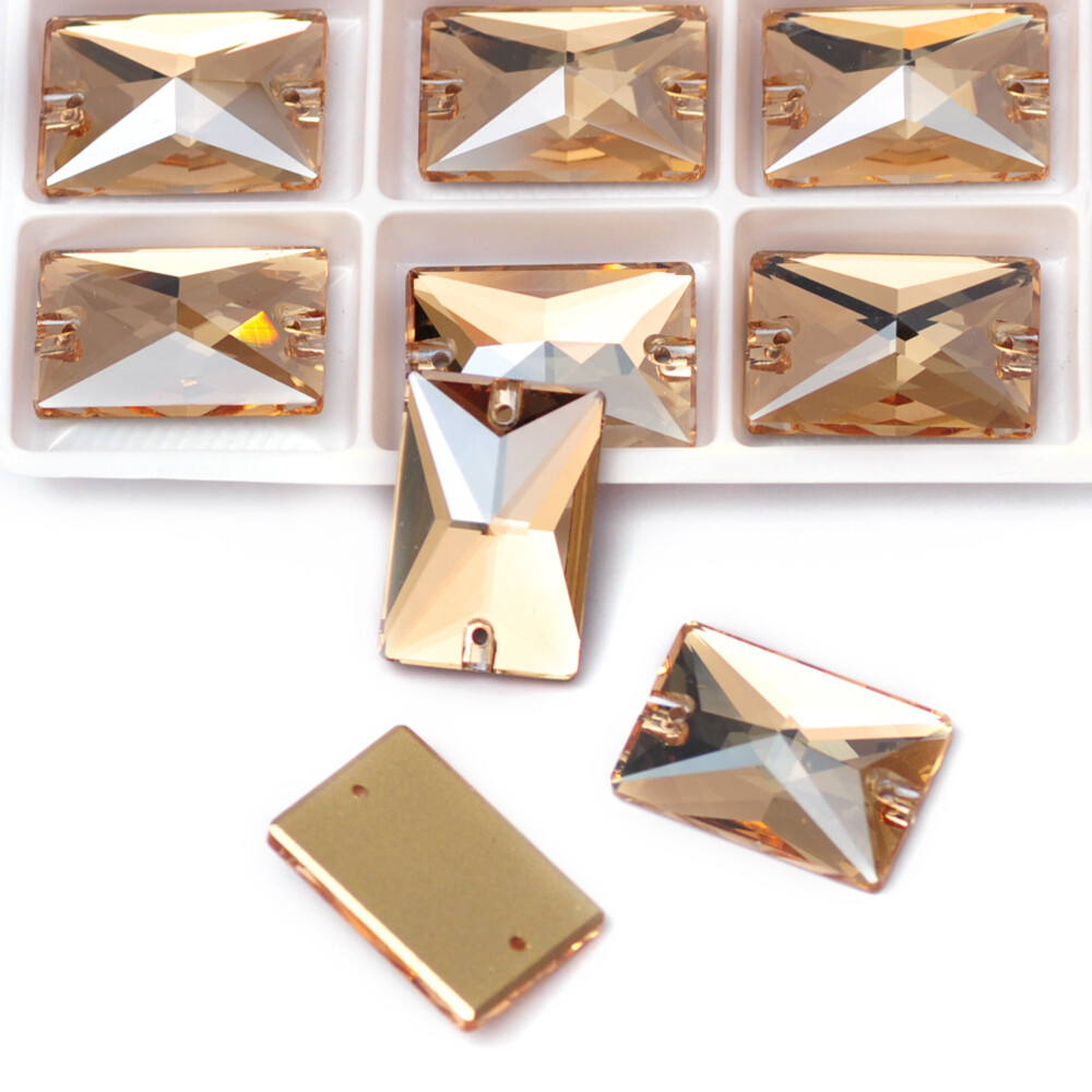 Glass Crystal Golden Shadow Sew ON Rhinestones Rivoli Oval Navette Square Triang