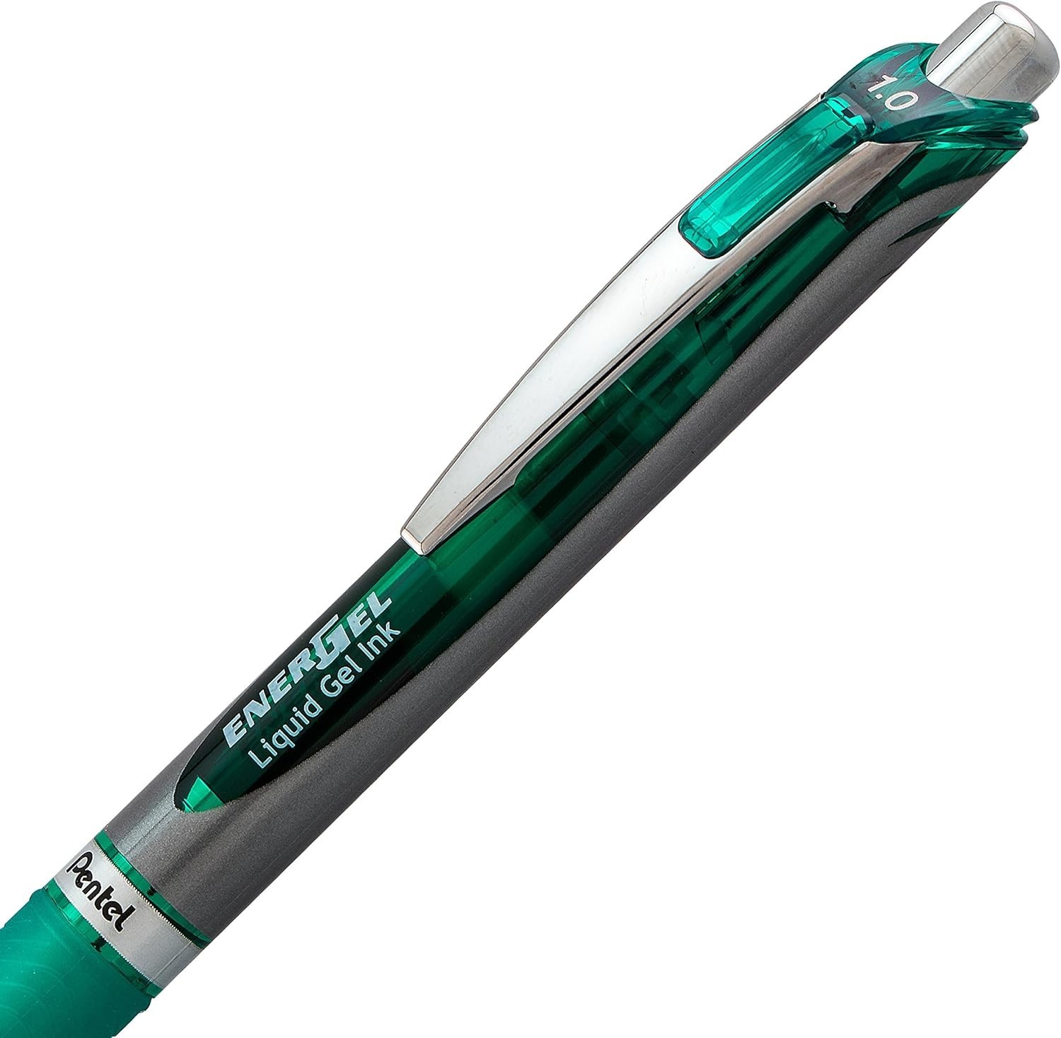Stylish EnerGel RTX Retractable Pens 1.0mm Green Ink with Rubber Grip, 2 Pack