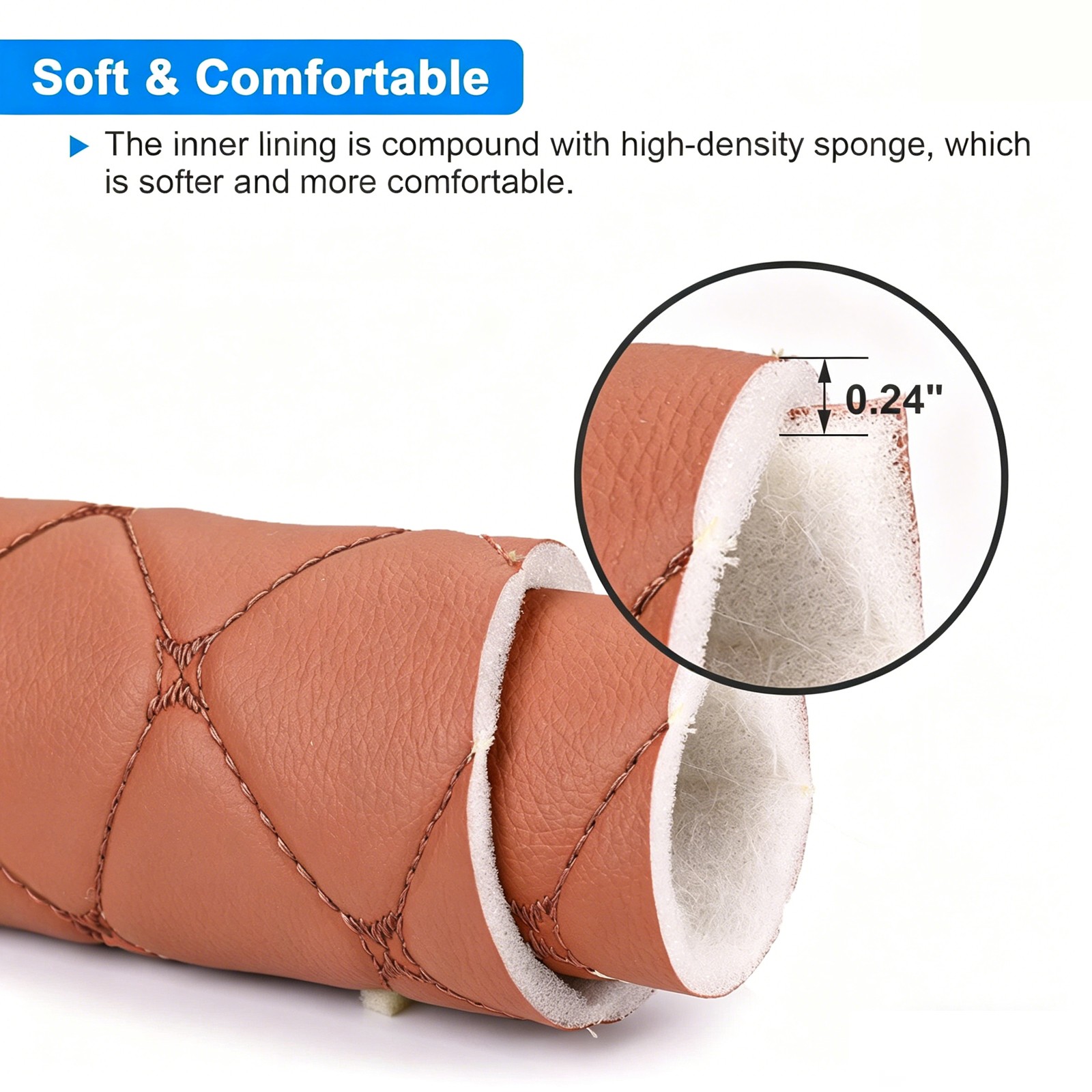 59″ W Vinyl Faux Leather Fabric Car Upholstery Home DIY Quilted 1/3/5 Yard Brown