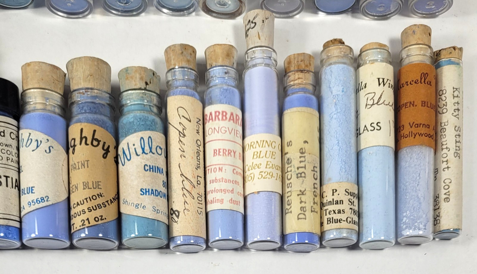 Porcelain China Powder Paint Lot of 37 Blue Various Vintage Makers