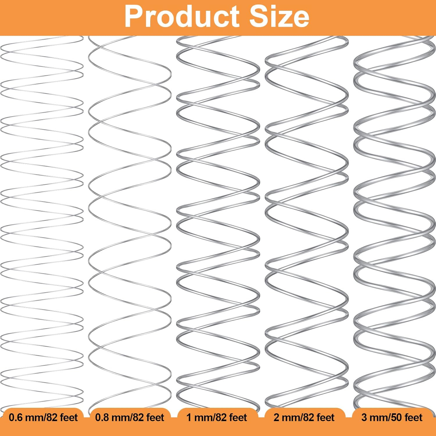 5 Sizes Jewelry Wire 9, 12, 18, 20, 22 Gauge Aluminum Metal Wire Kit for Jewelry