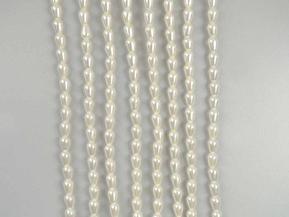Czech Pear Shaped Glass Pearls 5x3mm or 7x5mm Bridal Cream Imitation Pearl Drops