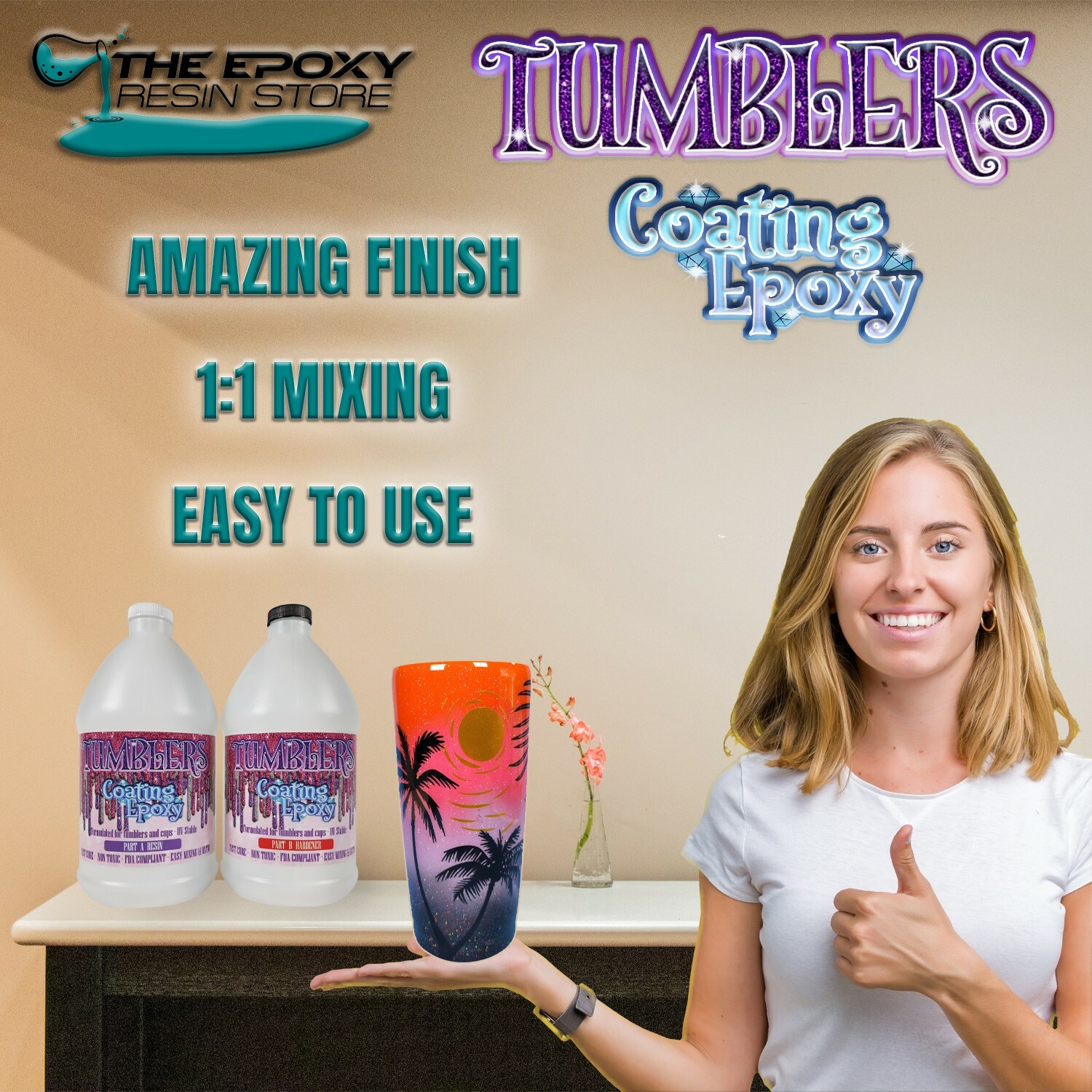 The Epoxy Resin Store Tumbler Epoxy Resin, Coating epoxy resin, UV Stable