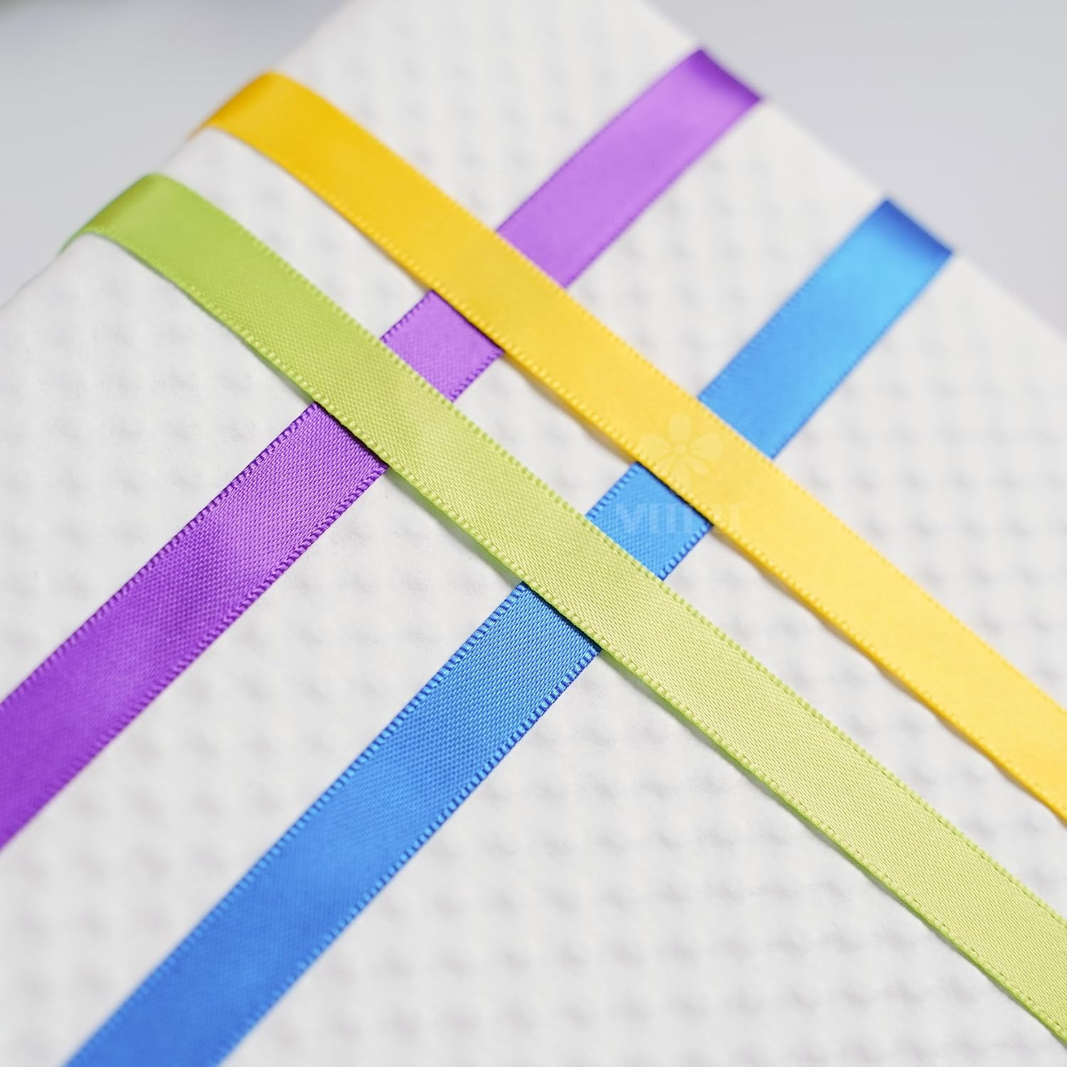 MEEDEE Rainbow Ribbon Solid Color Assortment 10 Colors Double Face Satin Ribbon