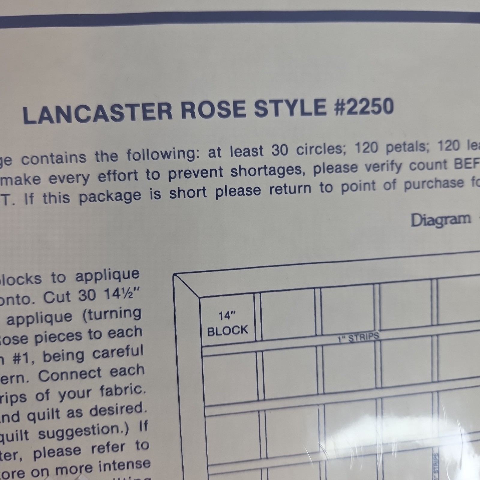 Granny’s Quilting Shapes Lancaster Rose Style #2250