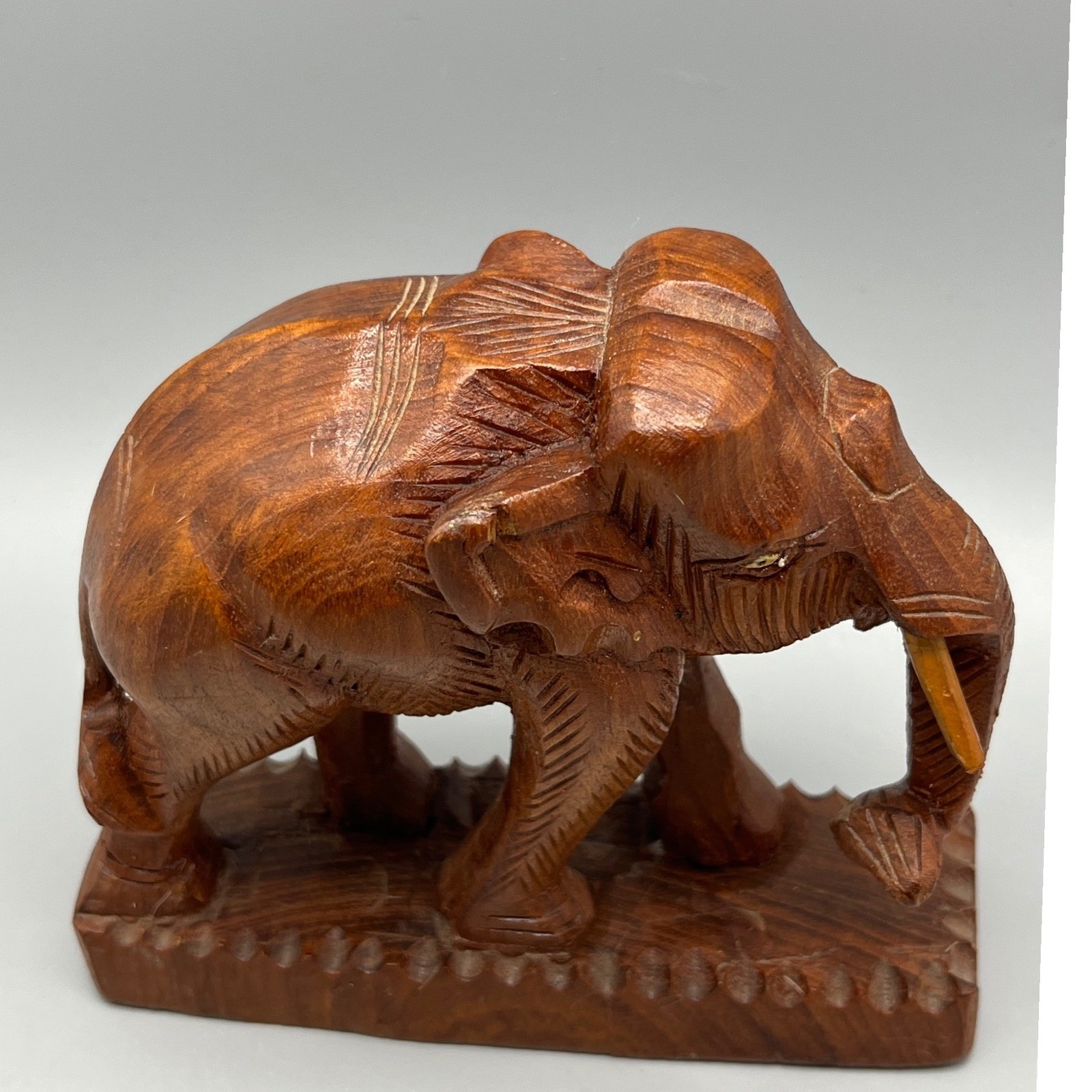 Vintage Hand Carved Solid Wooden Elephant 5.5x 5