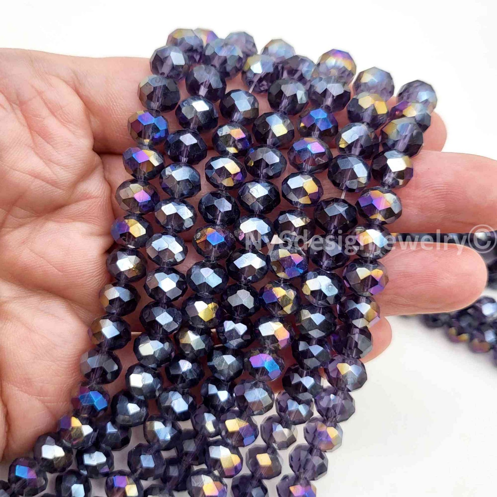Purple AB Crystal Faceted Rondelles Bead Jewelry Making Supplies 11″ Strand