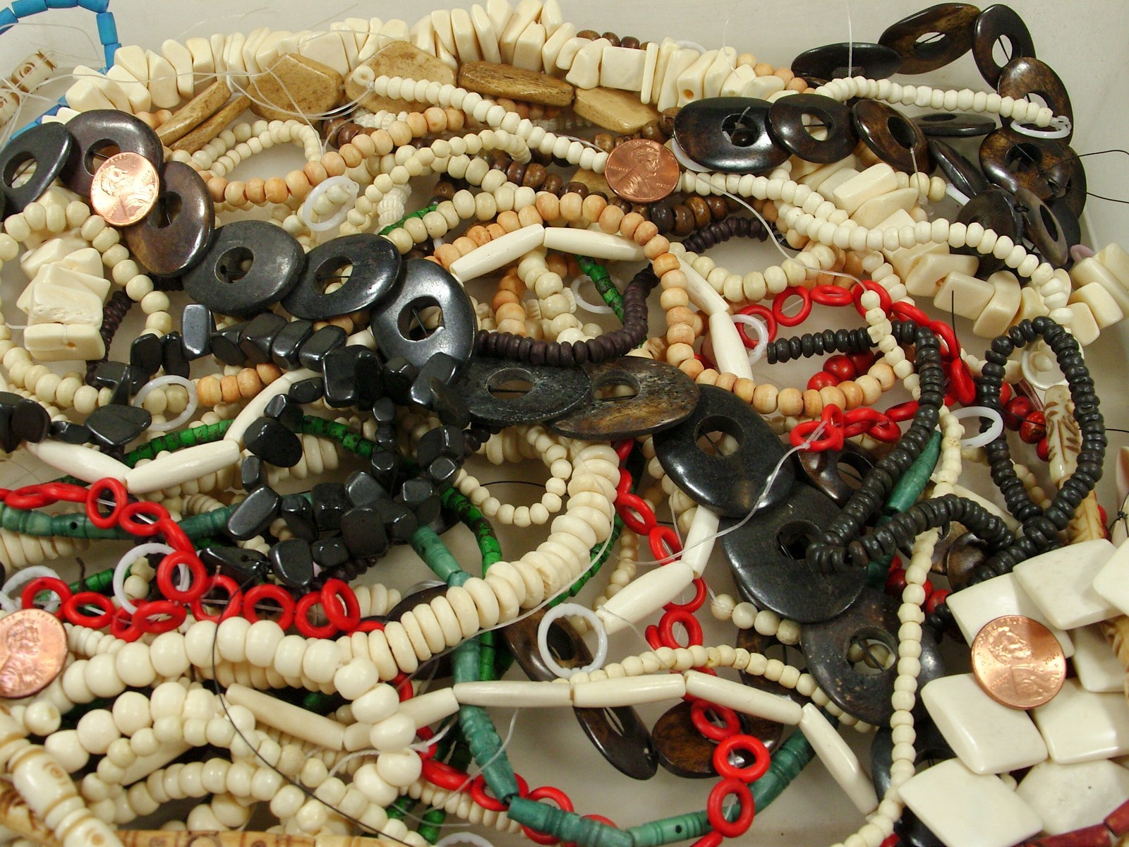 2 Pounds Assorted Shapes and Sizes India Water Buffalo Bone Beads Bulk (KRD-3) ⭐