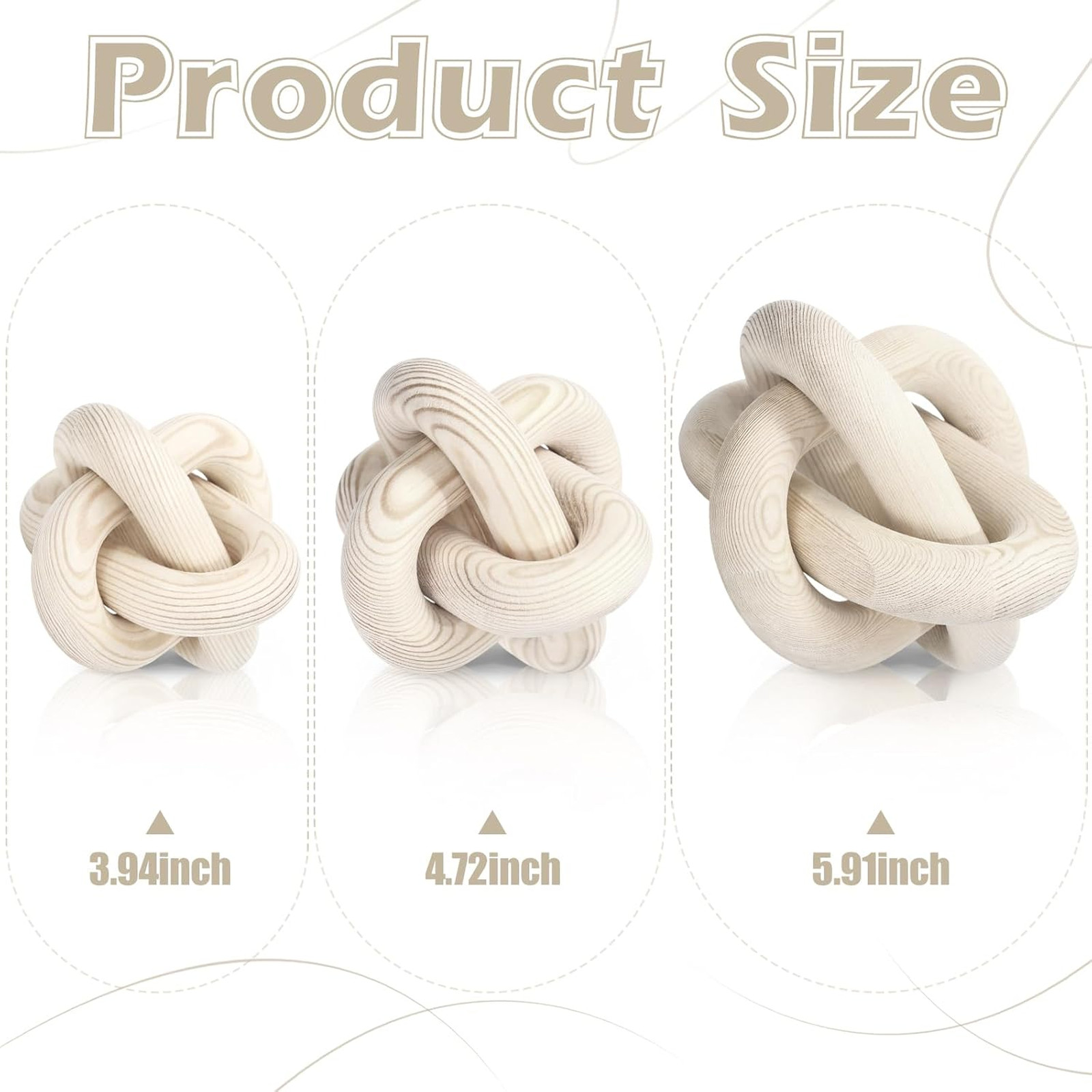 Wood Knot Decor Set of 3, Rustic Farmhouse Accent, Natural Wood, 3 Sizes, Boho