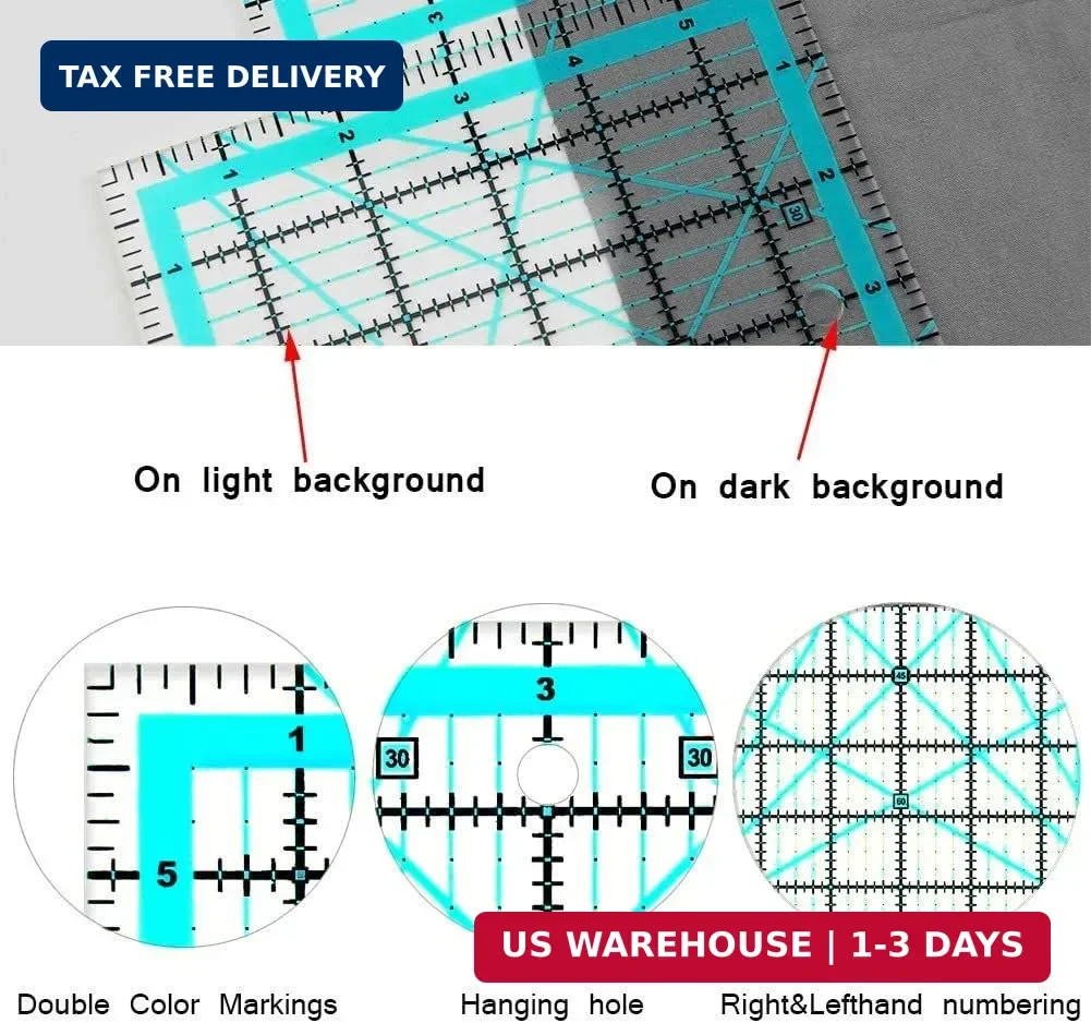 Quilting Rulers,3 Quilting Square Ruler Quilting Templates(2.5″X2.5″, 3.5″X3.5″,