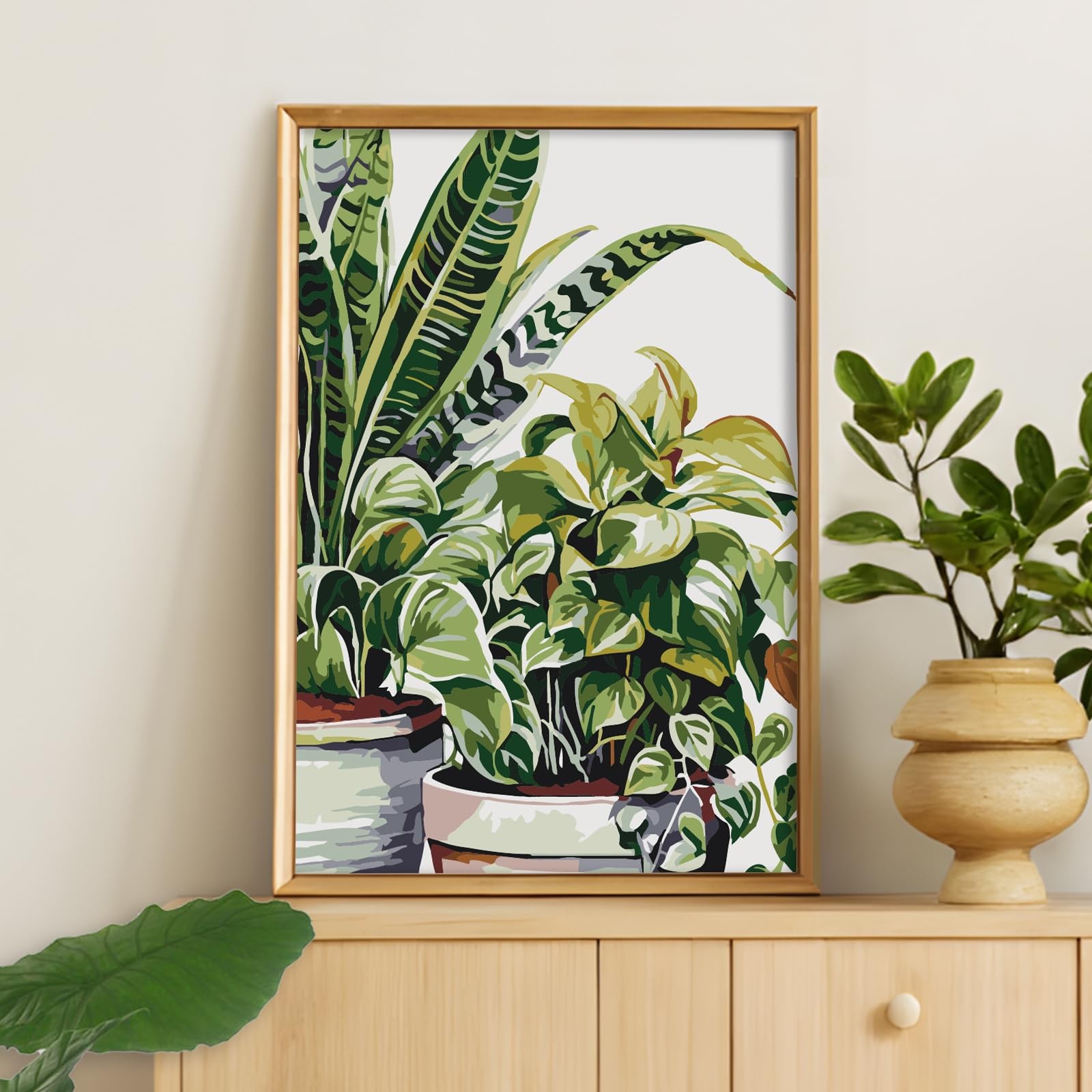 Framed Paint by Numbers Kit for Adults Beginner & Kids Ages 10-13, Plants Easy P