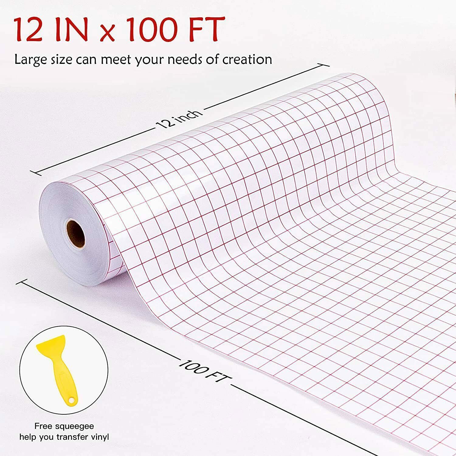 Vinyl Transfer Tape – 12″ x 100FT Transfer Paper for Adhesive Vinyl, Stickers