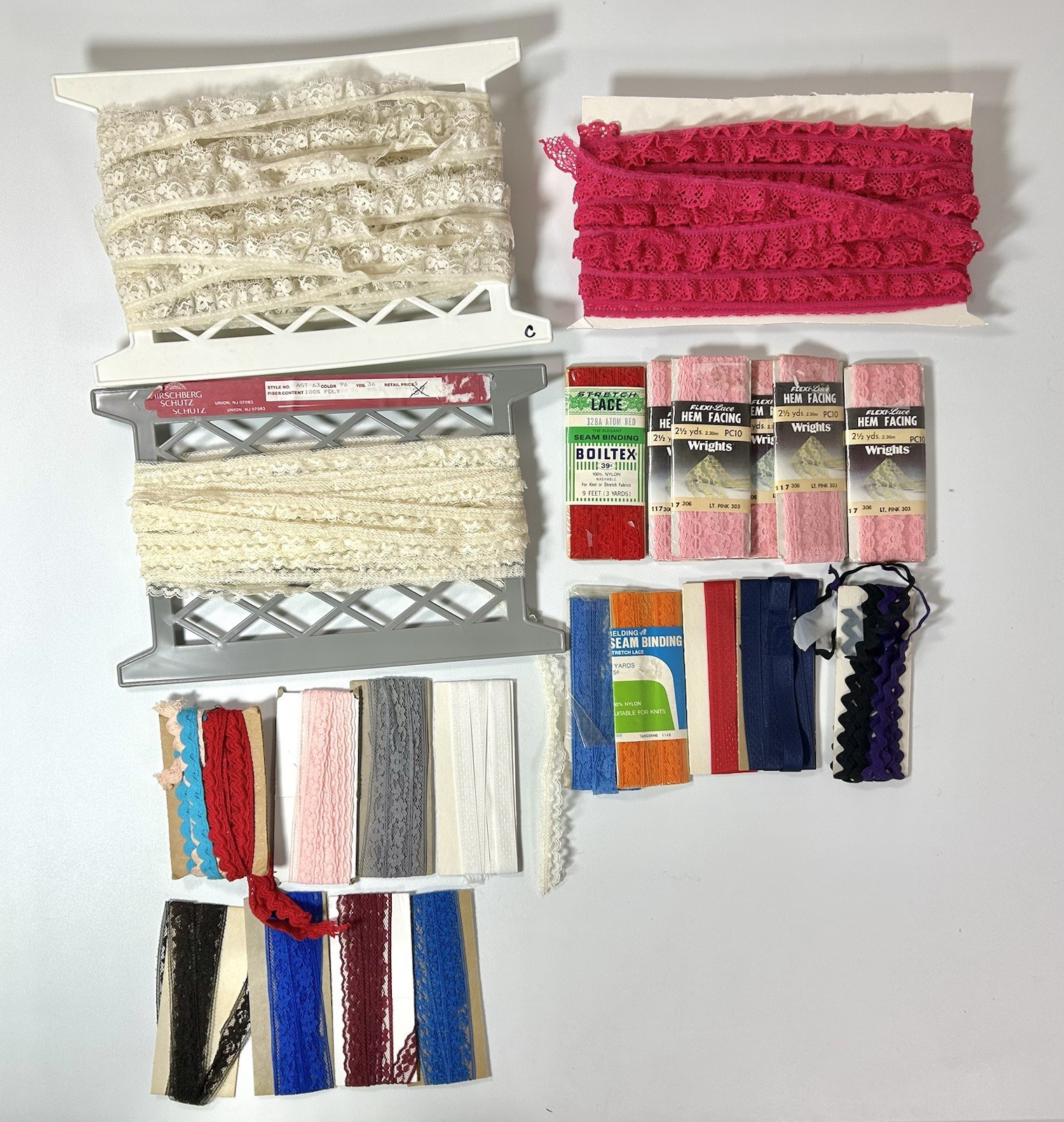 Vintage Ruffled Lace Trim Lot Stretch Craft Fabric Unknown Measurements