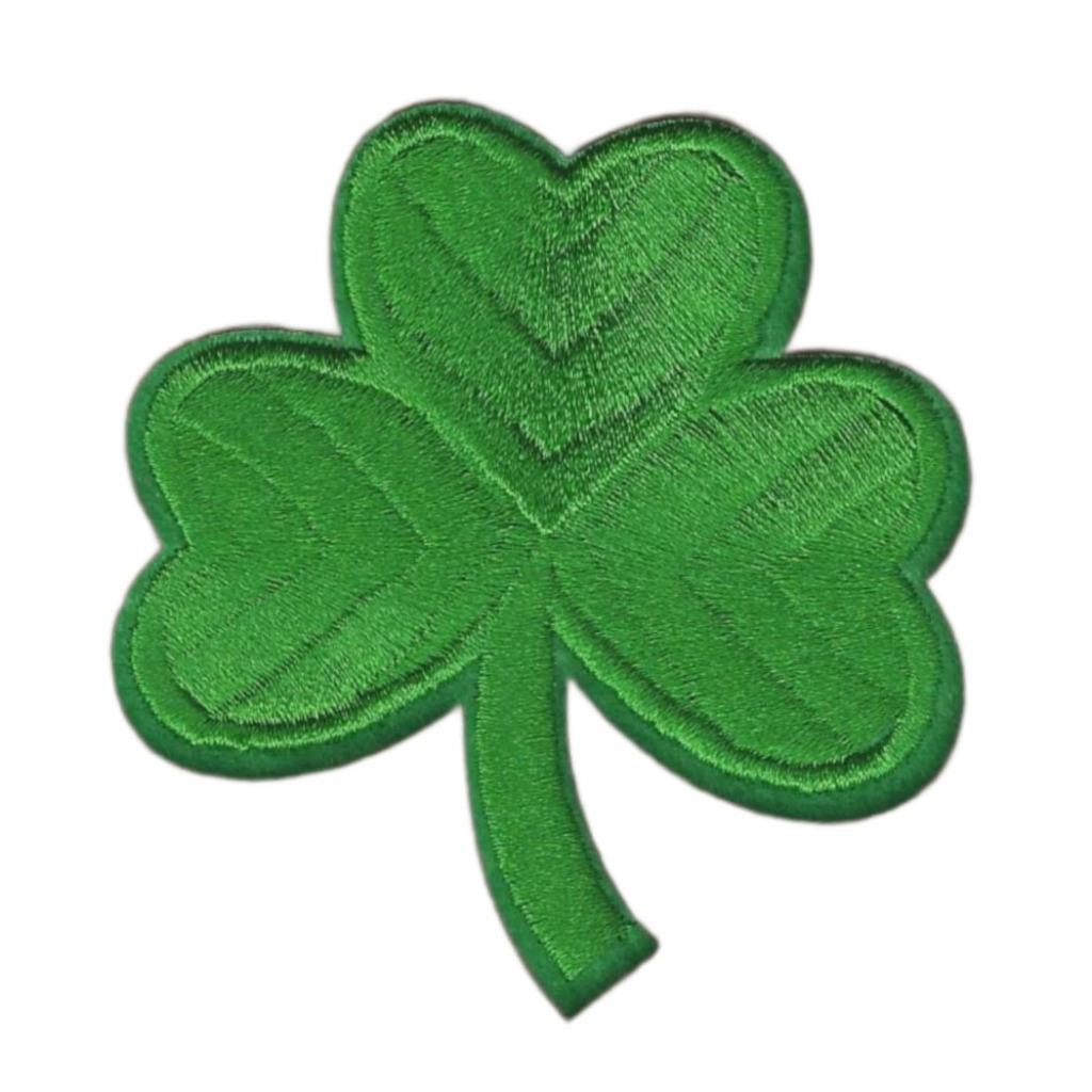 LUCKY GREEN CLOVER IRON ON PATCH 3″ Irish 3 Leaf Shamrock Ireland Embroidered
