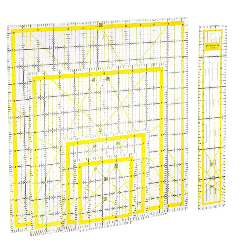 Set of 5 Acrylic Quilting Rulers, Square Fabric Cutting Ruler with Grid Lines