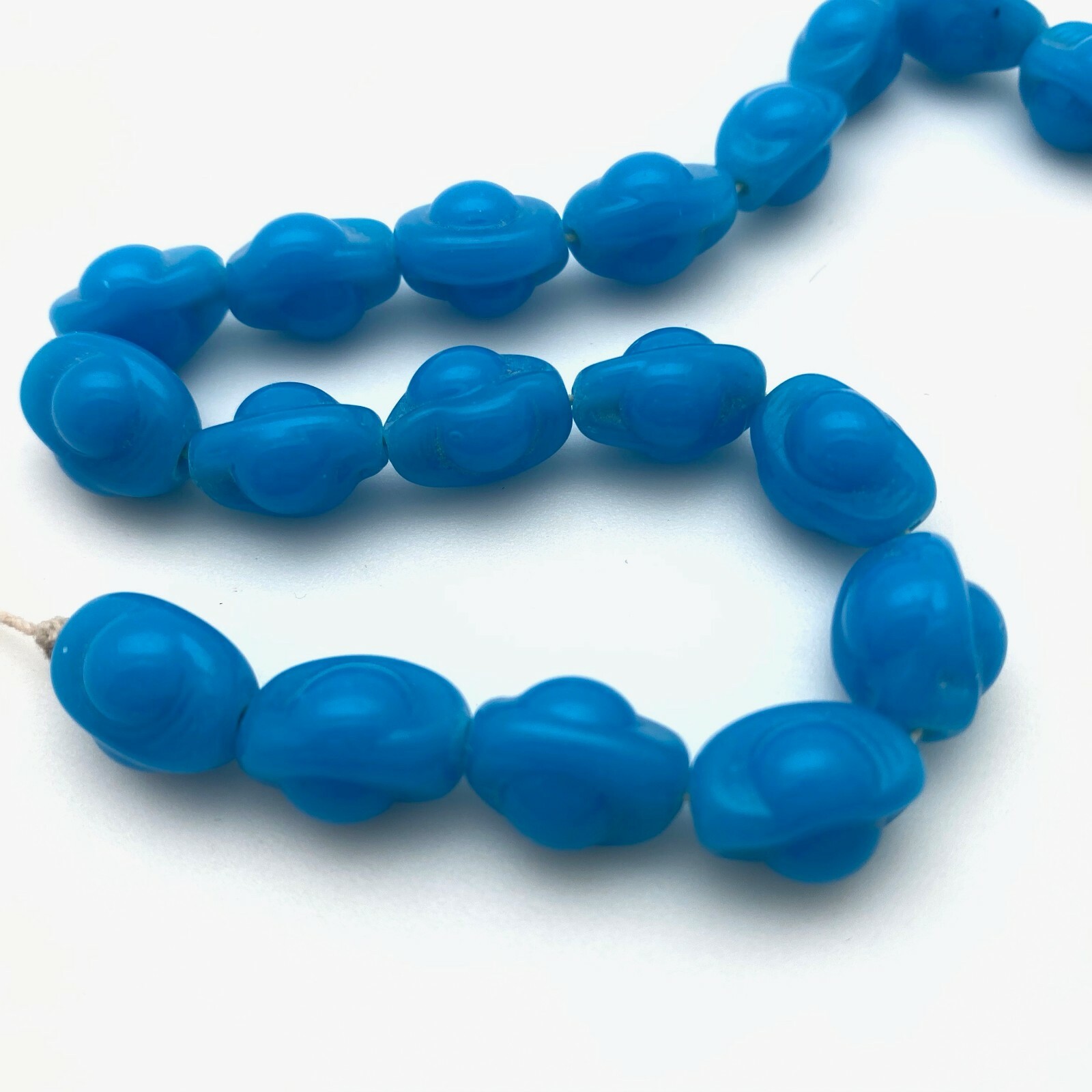Vintage Blue “Cherry Brand” Oval Japanese Glass Beads (9x13mm) (BJG29)