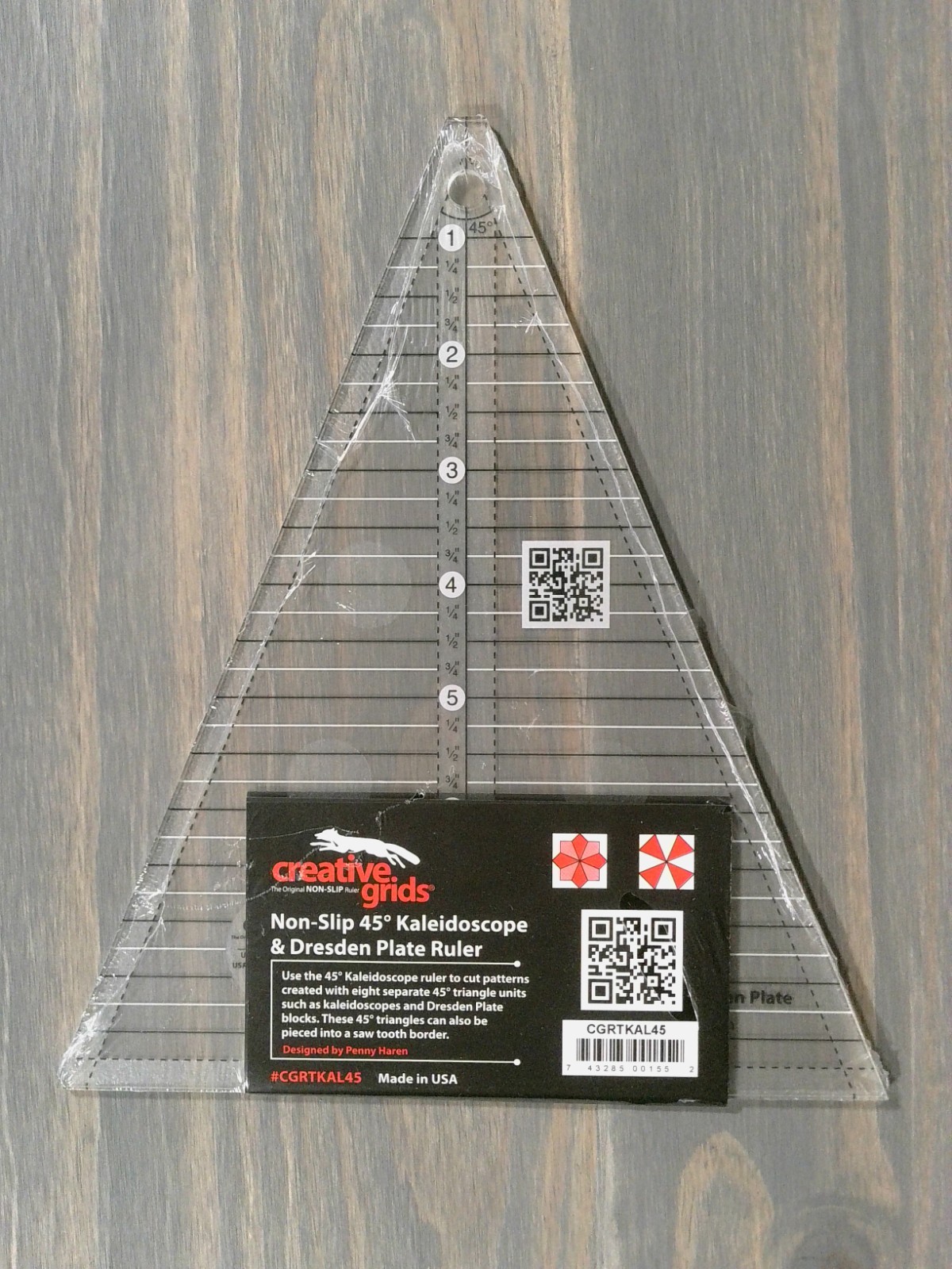 Creative Grids 45-degree Kaleidoscope and Dresden plate ruler #CGRTKAL45