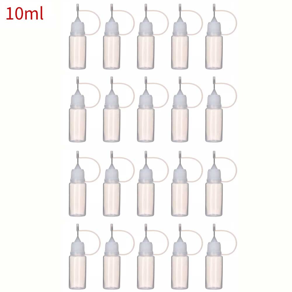 20/40pcs 10ml Empty Plastic Liquid Dropper Bottle Needle Tip Glue Bottle w/Loop