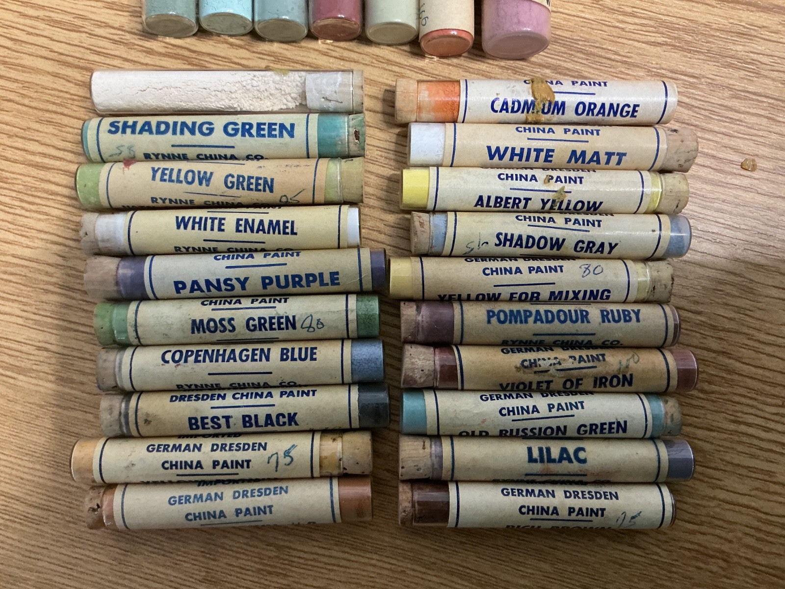 Vtg China Porcelain Glass Paint Powder Lot 27 Pcs German Dresden Rynnes Marcks +