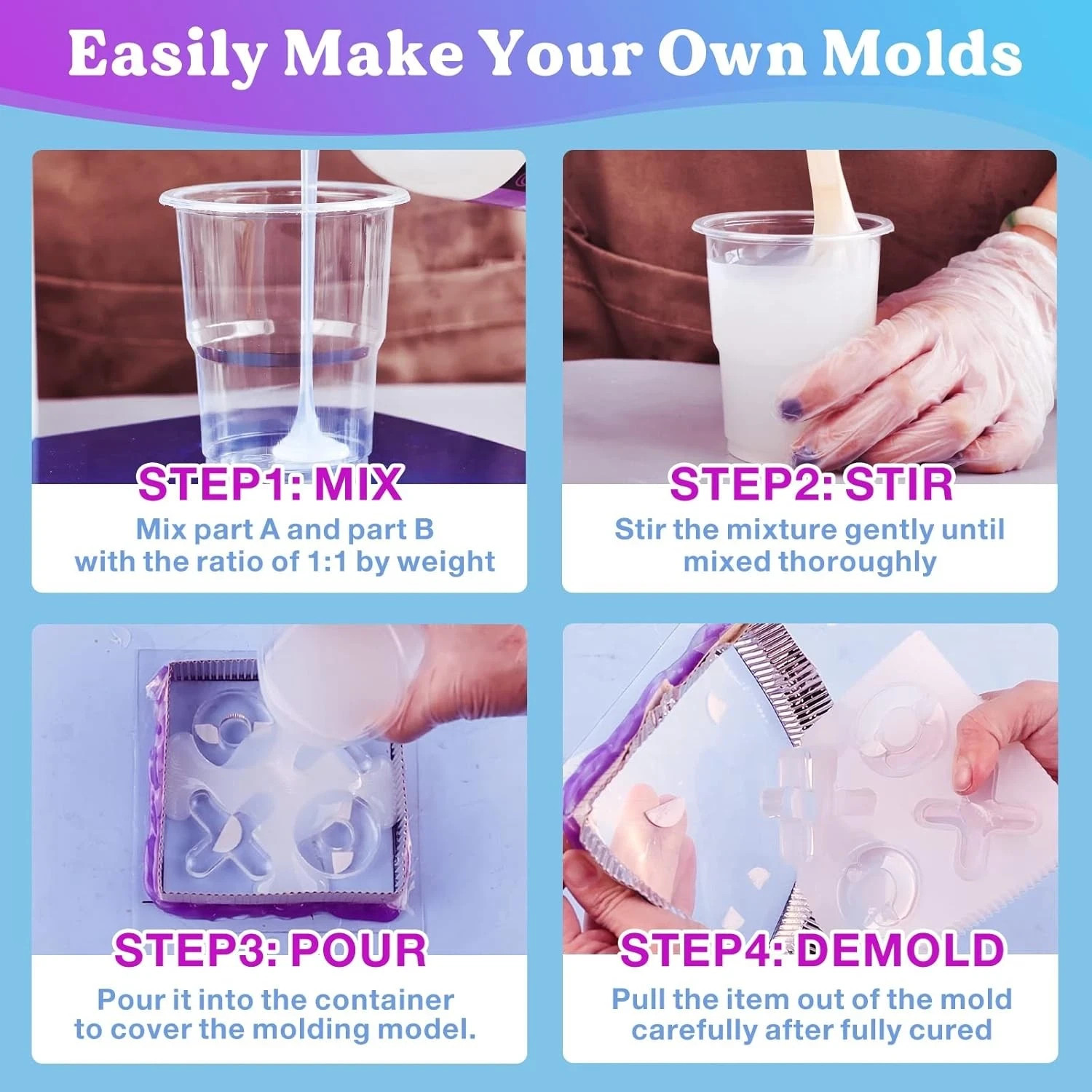 Silicone Mold Making Kit Liquid Rubber Clear Mold Maker For Resin Resin Molds