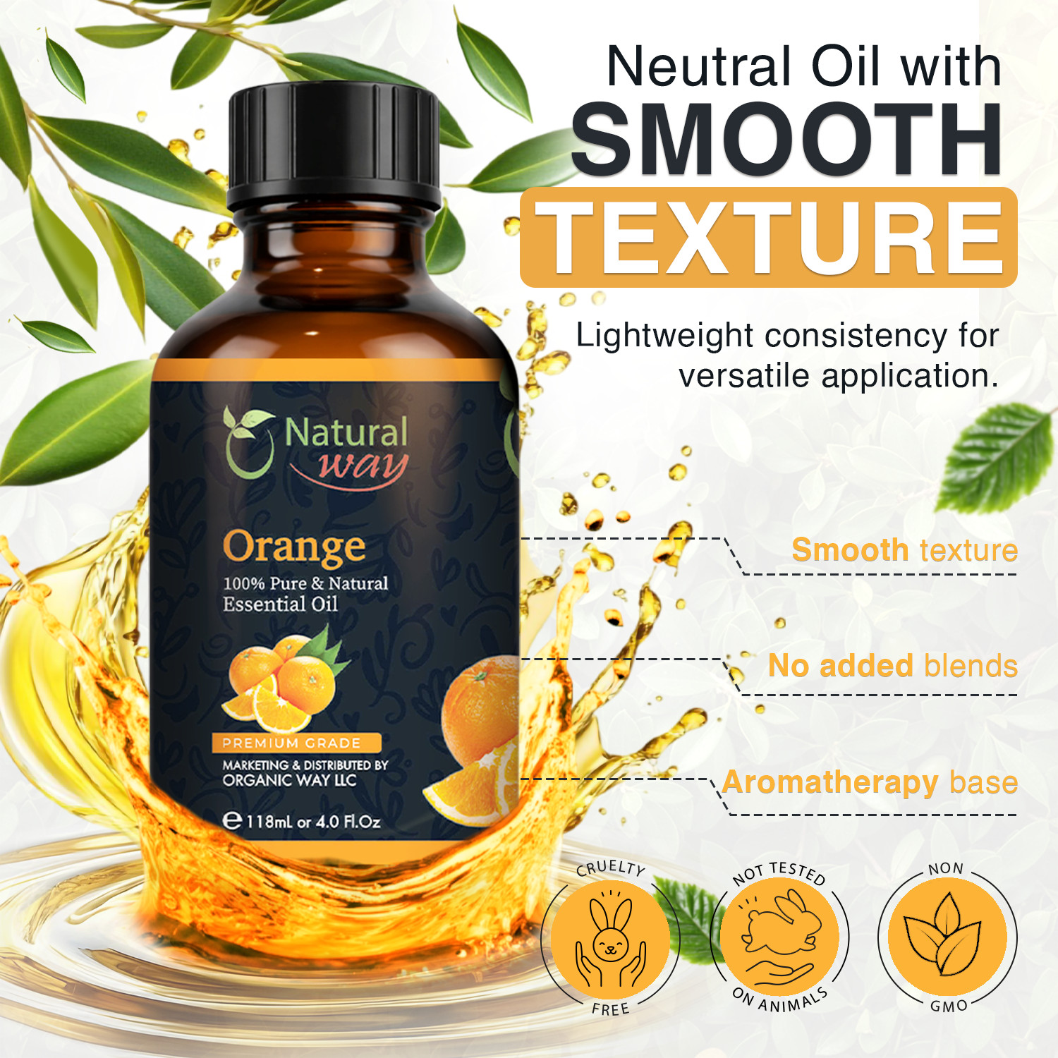 Natural Way Orange Essential oil 4 Fl Oz (120 ml)