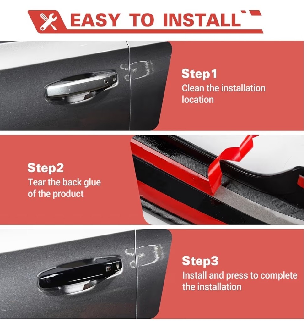 Car Exterior Door Handle Frame Cover Trim Compatible with Chevrolet Black