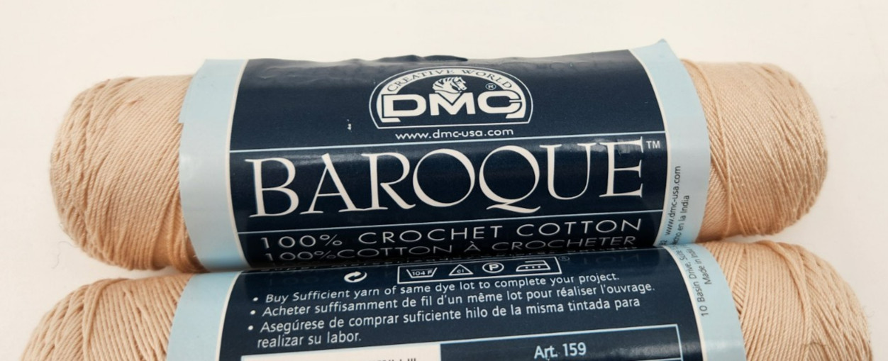DMC Baroque Crochet Cotton Super Mercerized Colorfast Yarn ECRU / WHT Lot of 4