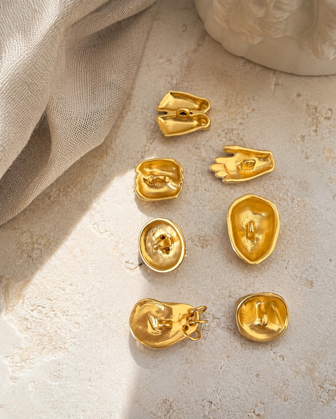 Schiaparelli Surrealist Human Body Brass Buttons Set Vintage Sculpt Sewing Coat