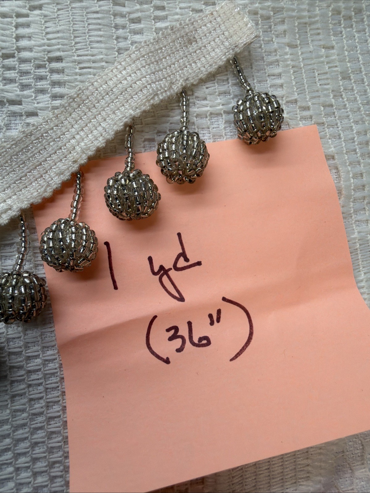Black White Beaded Seed Ball Fringe 2.5″ Trim Two Scrap Pieces