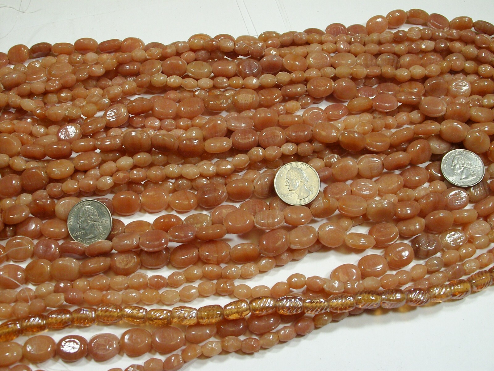 2 Pounds India Handmade Peach Color Assorted Shapes and Sizes Glass Beads (LX-3)
