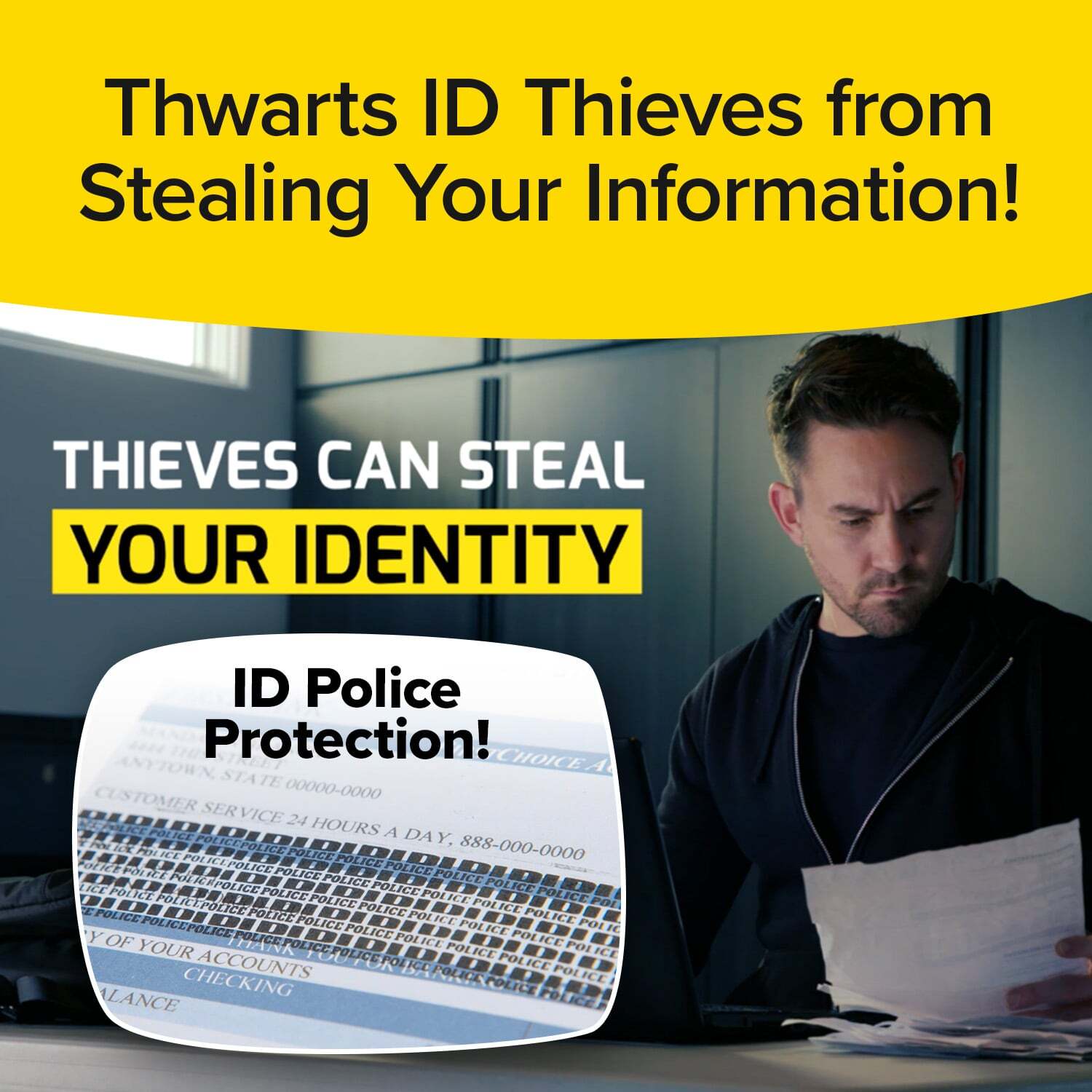 ID Police Identity Protection Roller Stamp by BulbHead – Helps Stop ID Theft