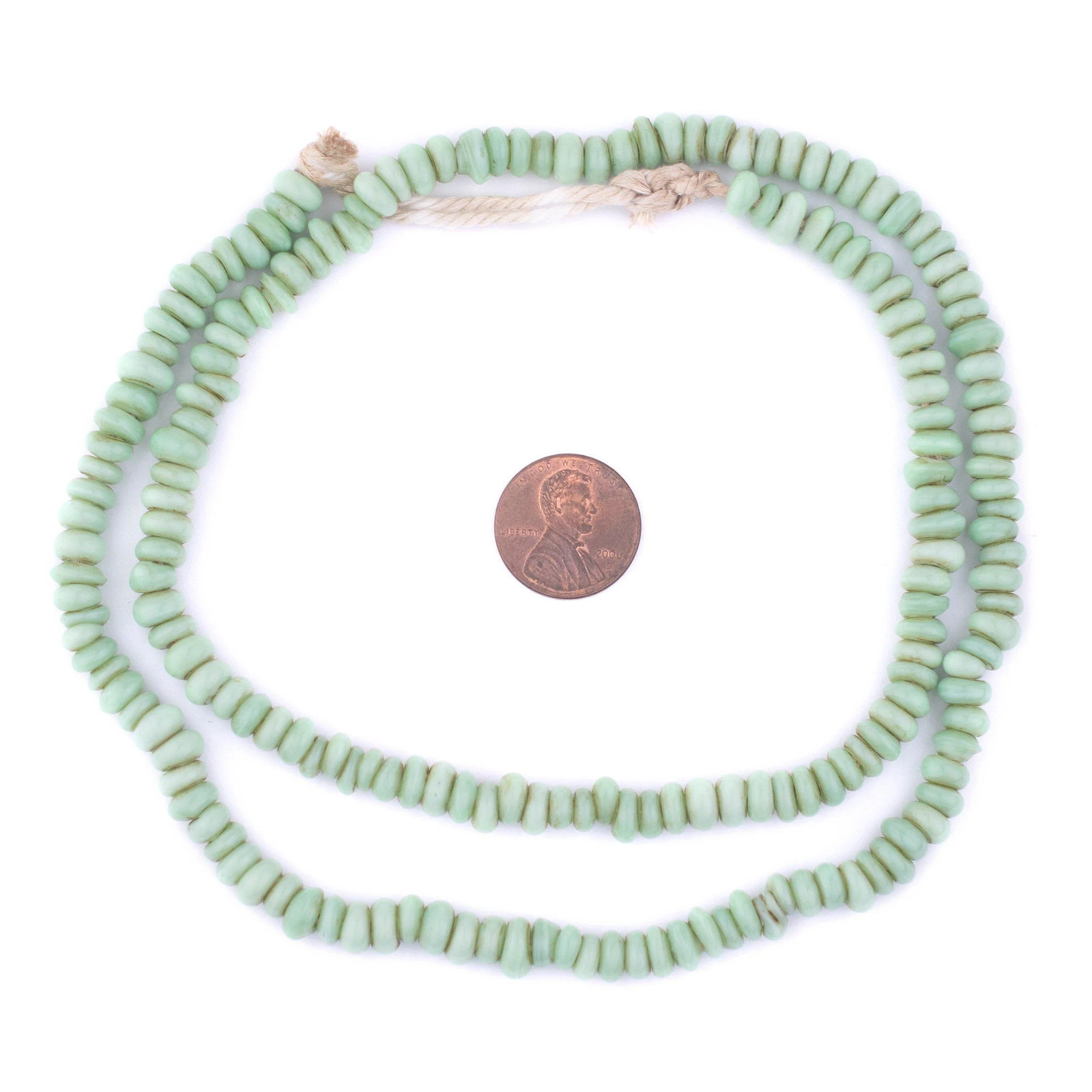 Pastel Turquoise Green Java Glass Donut Beads 6mm Indonesia Disk Large Hole