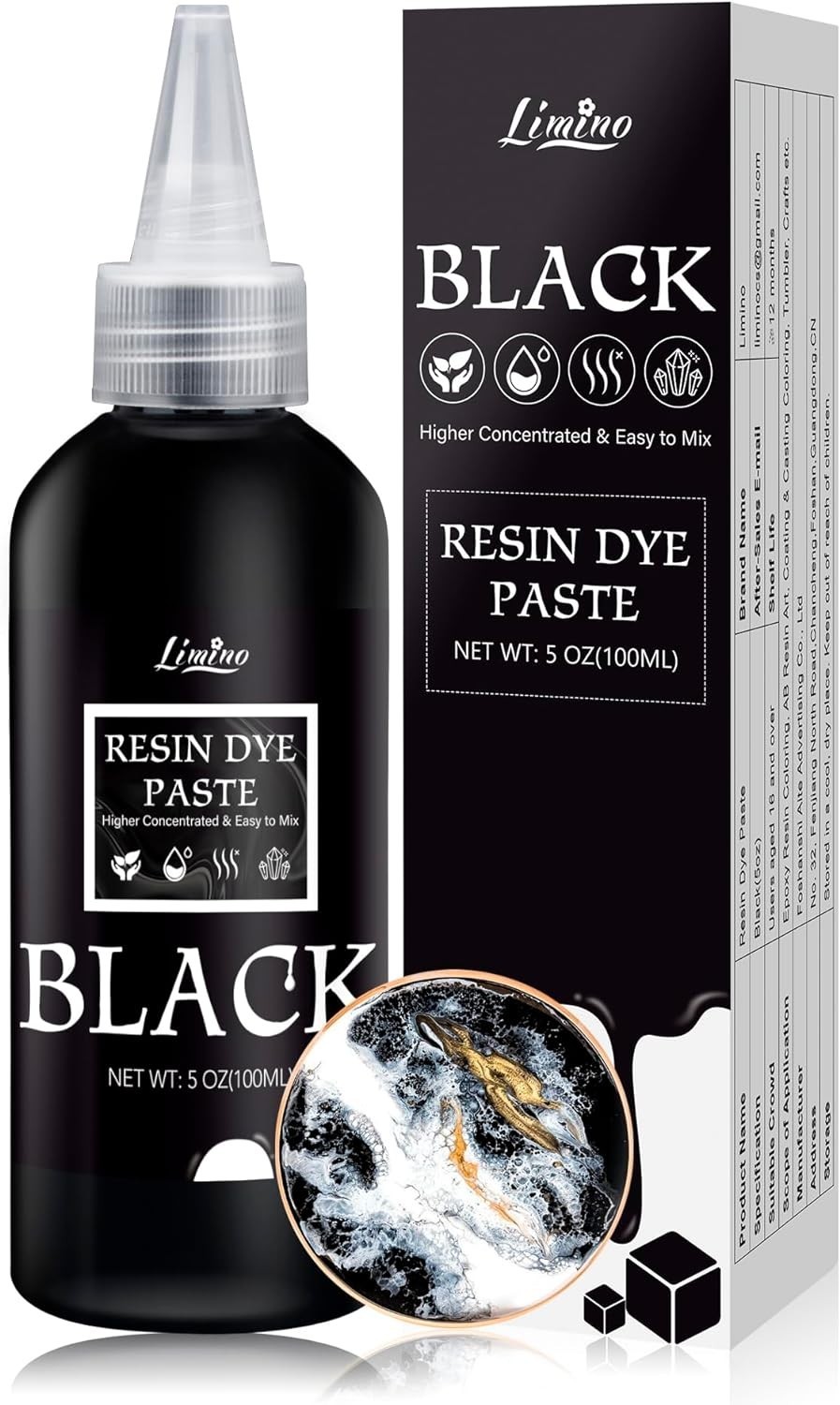 Black Epoxy Resin Pigment Paste 3.4 fl oz 100ml Concentrated DIY Art Dye