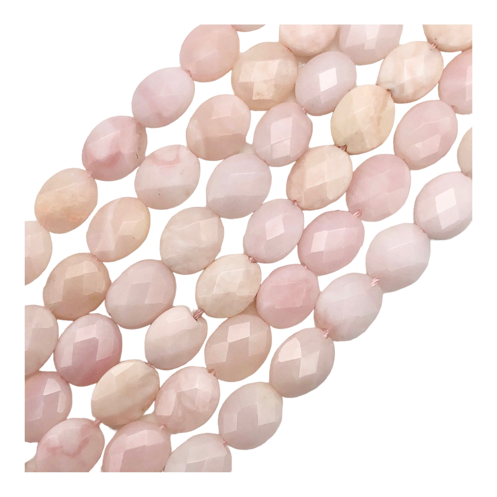 Pink Natural, Untreated Peruvian Opal Faceted Coin 10x7x3mm | 4 Beads |