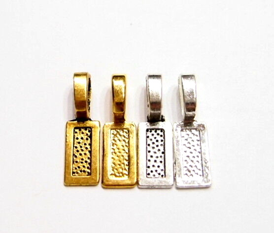 4 Colors Rectangle Glue Bails, 5 each, 20 total, 4 Pendants, Cameos, Cabs Glass