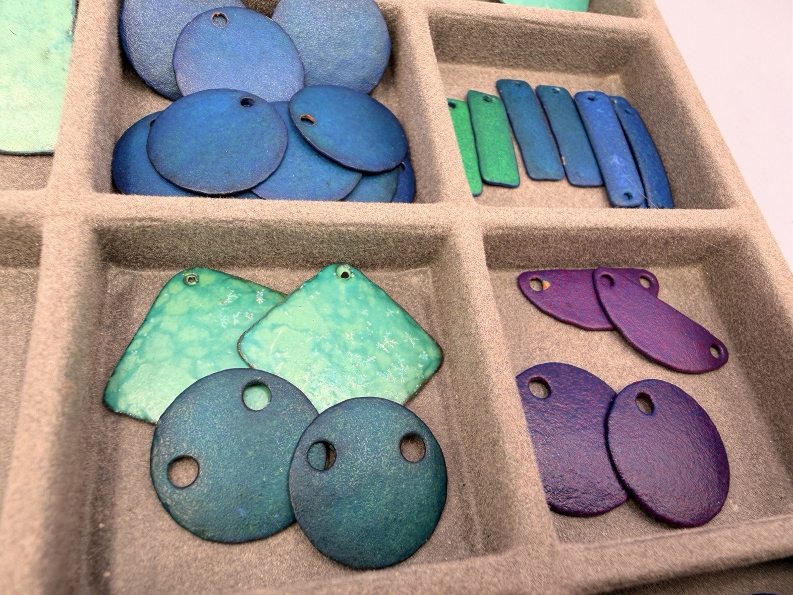 125+ Pcs Vintage Artisan Metal Enamel Pendants Charms Craft Findings Purple Blue