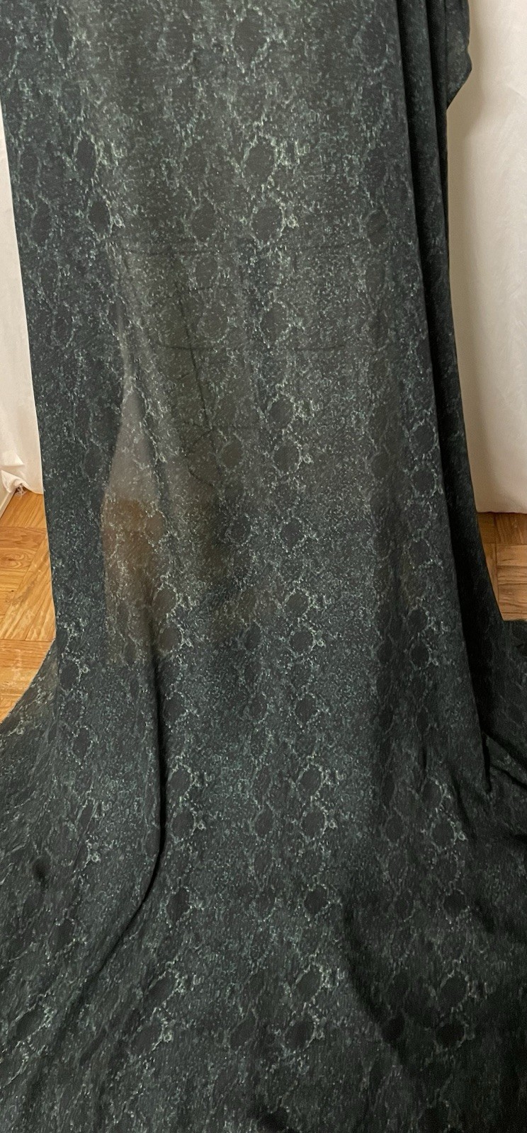100% Silk Georgette Green Black Abstract Snake Skin Fabric By The Yard 56″ Wide