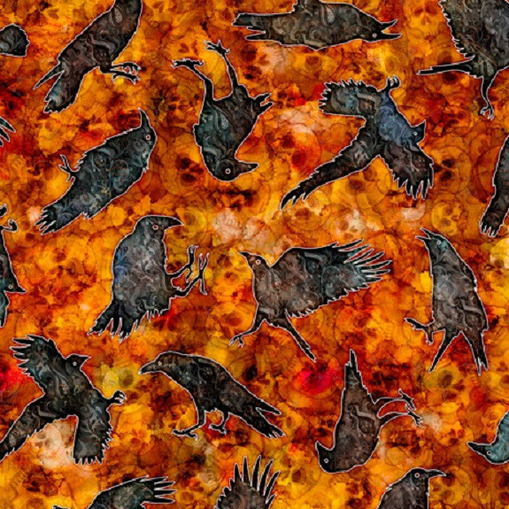 Wicked Halloween cotton Quilt fabric QT 28829-O Tossed Moons on Orange