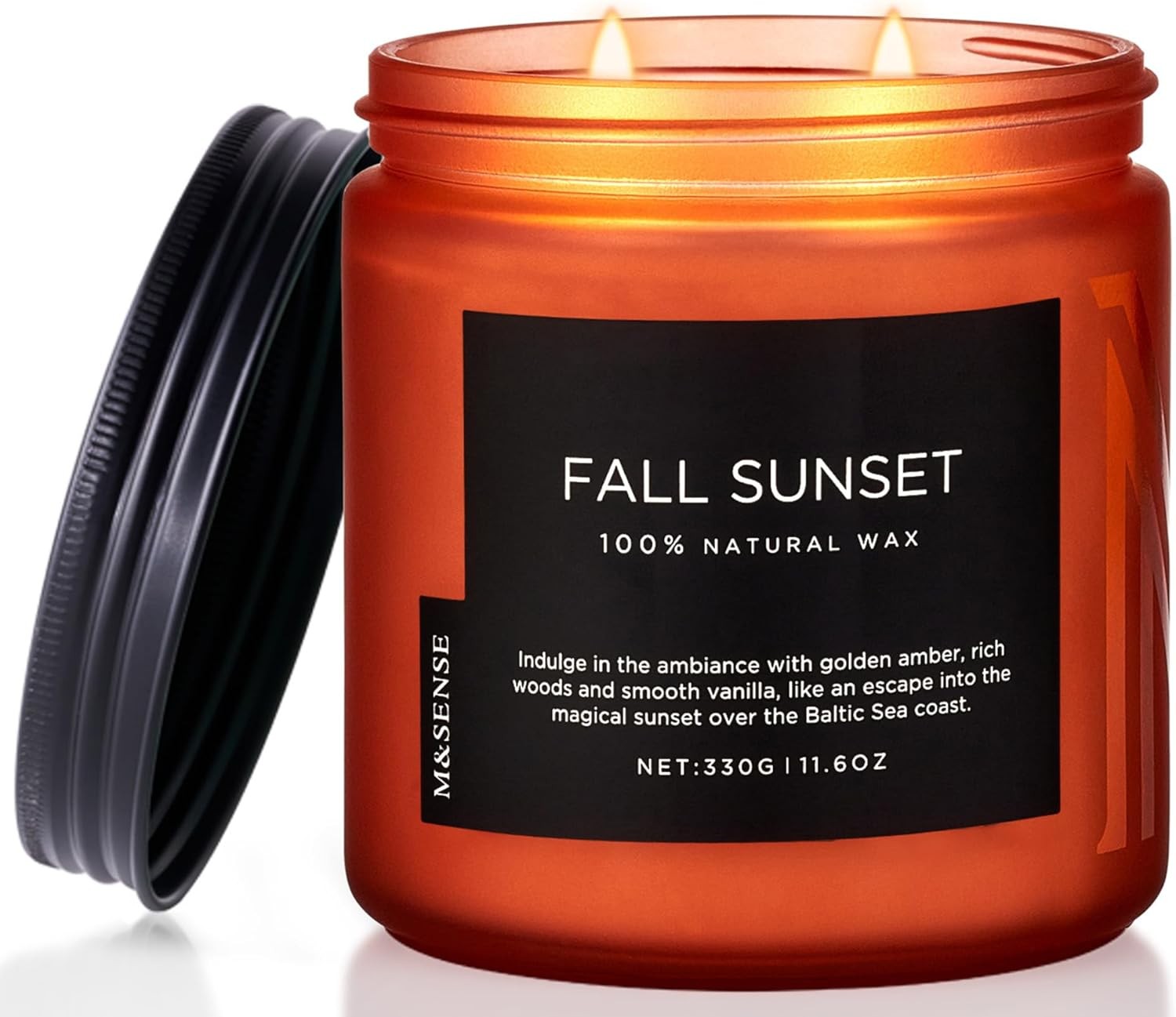 M&SENSE Baltic Amber Fall Scented Candle, 11.6oz Medium Jar, Sunset
