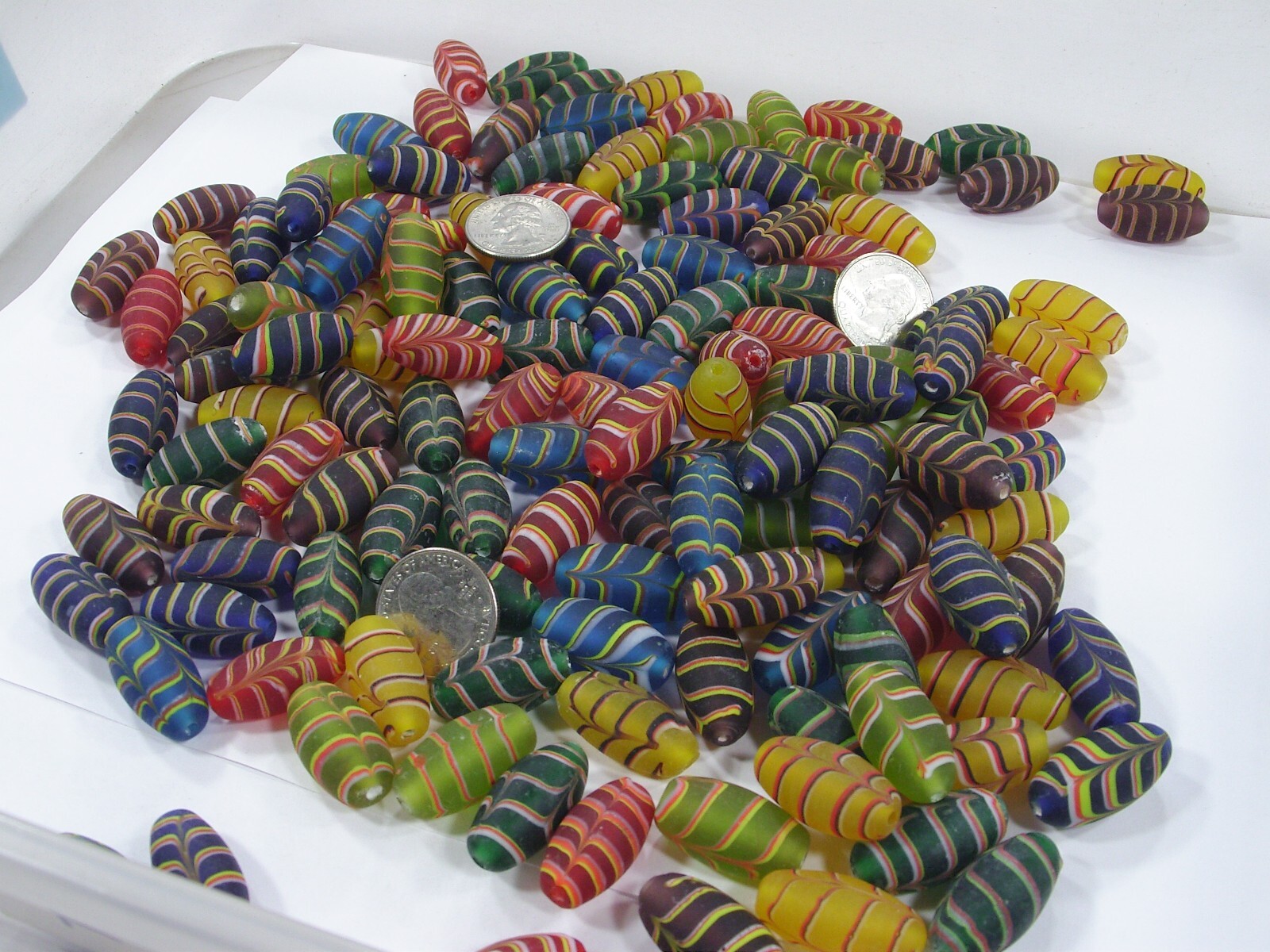 2 Pounds Assorted Feather (14mm x 27mm) India Handmade Glass Beads (GP-25B) ⭐