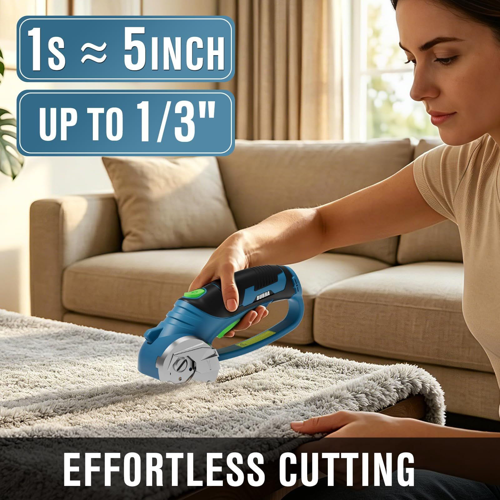 Cordless Electric Scissors 4V Rechargeable Cardboard Cutter with 4 SK5 Blue