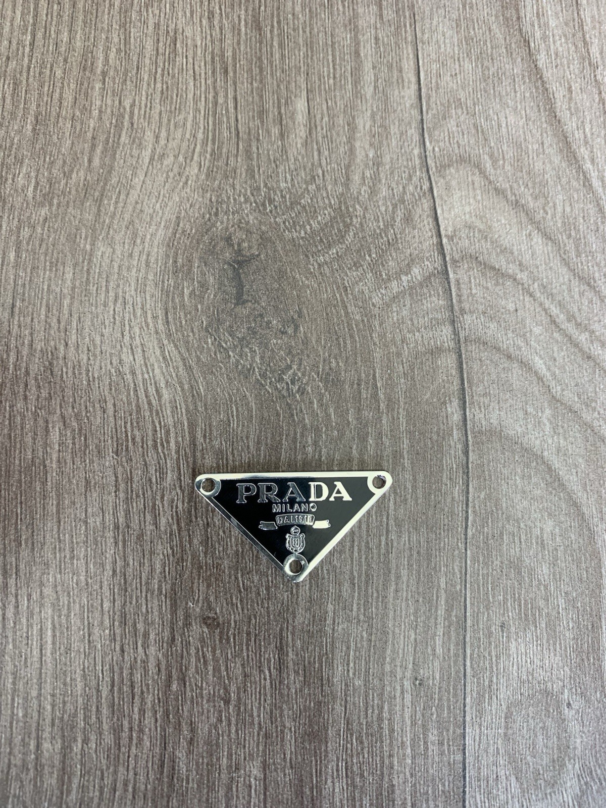 Prada Replacement Triangle Metal Black Logo Plate For Repair 1,5″