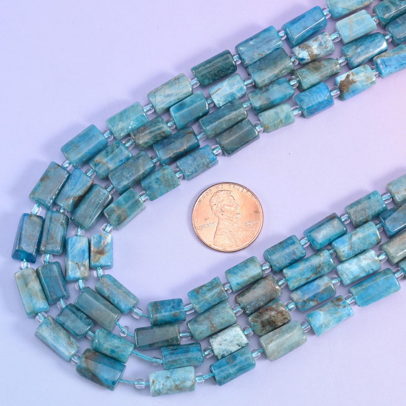 Blue Apatite Faceted Tube Beads Size 12x8mm Jewelry Making 15.5 Inch Strand