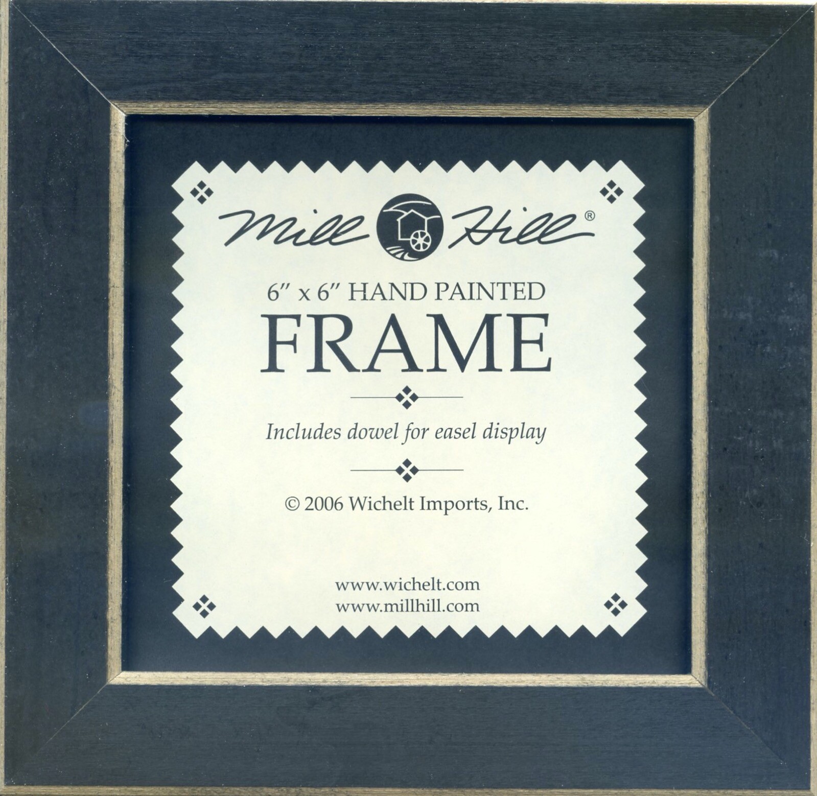 Matte Black Solid Color Gold Trim Mill Hill 6 x 6 Wooden Frame GBFRM1