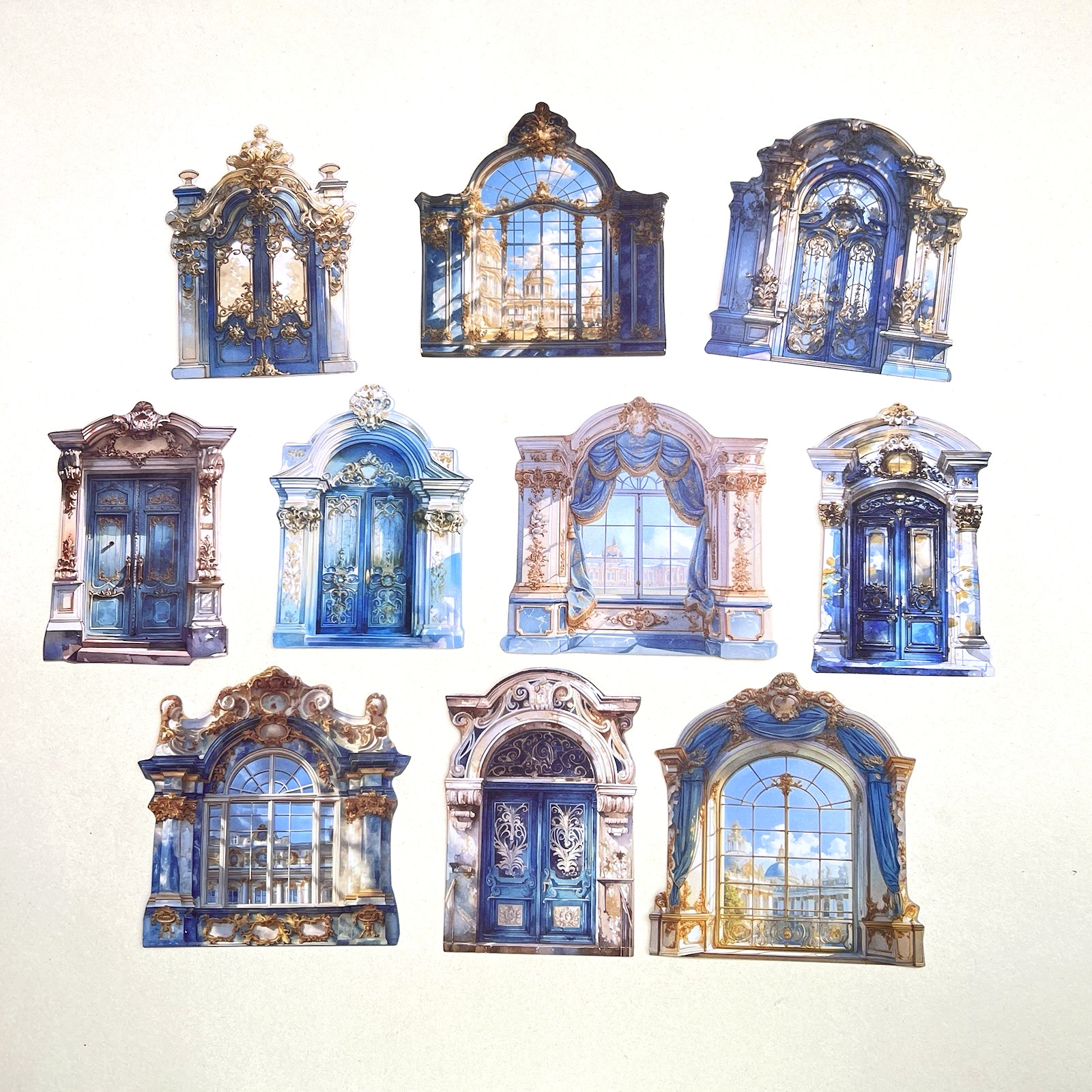 Grand Baroque Window Door Stickers Junk Journal Collage Scrapbooking