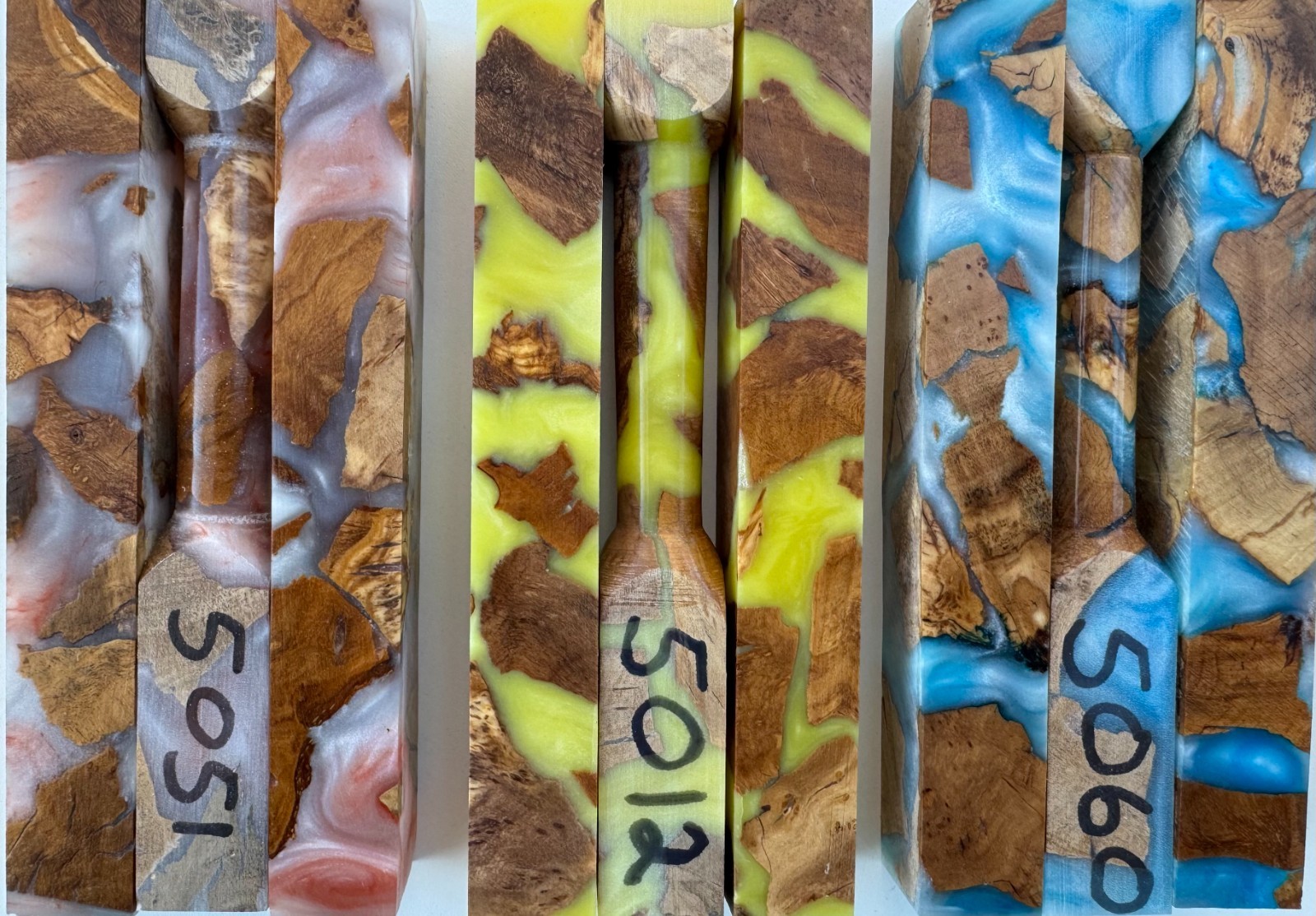 Pen Blanks * Olive Burl & Epoxy Hybrid * Mica Powder Colored * Pen Blank