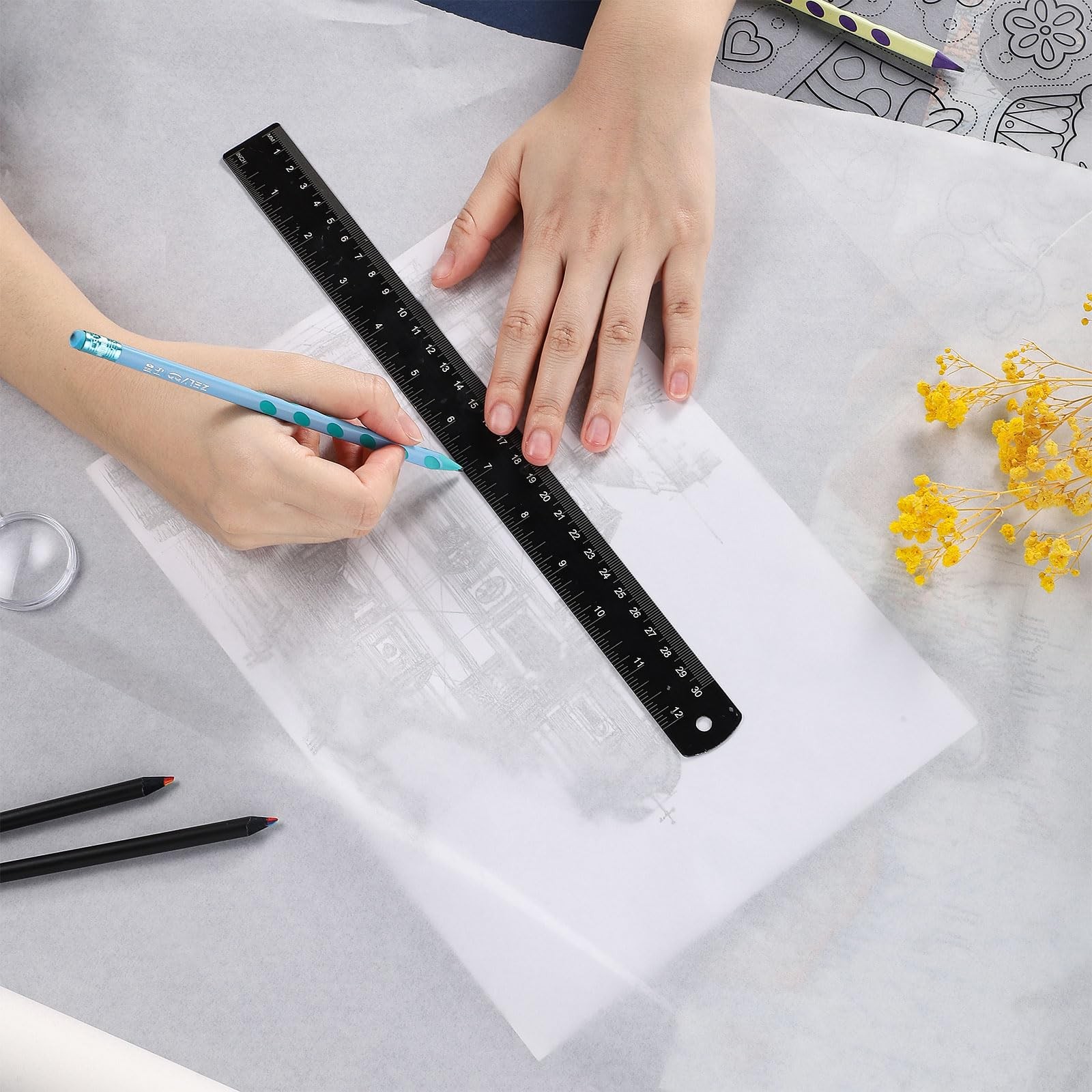 24 in x 30 yd White Tracing Paper Roll Translucent Pattern Paper for Sewing