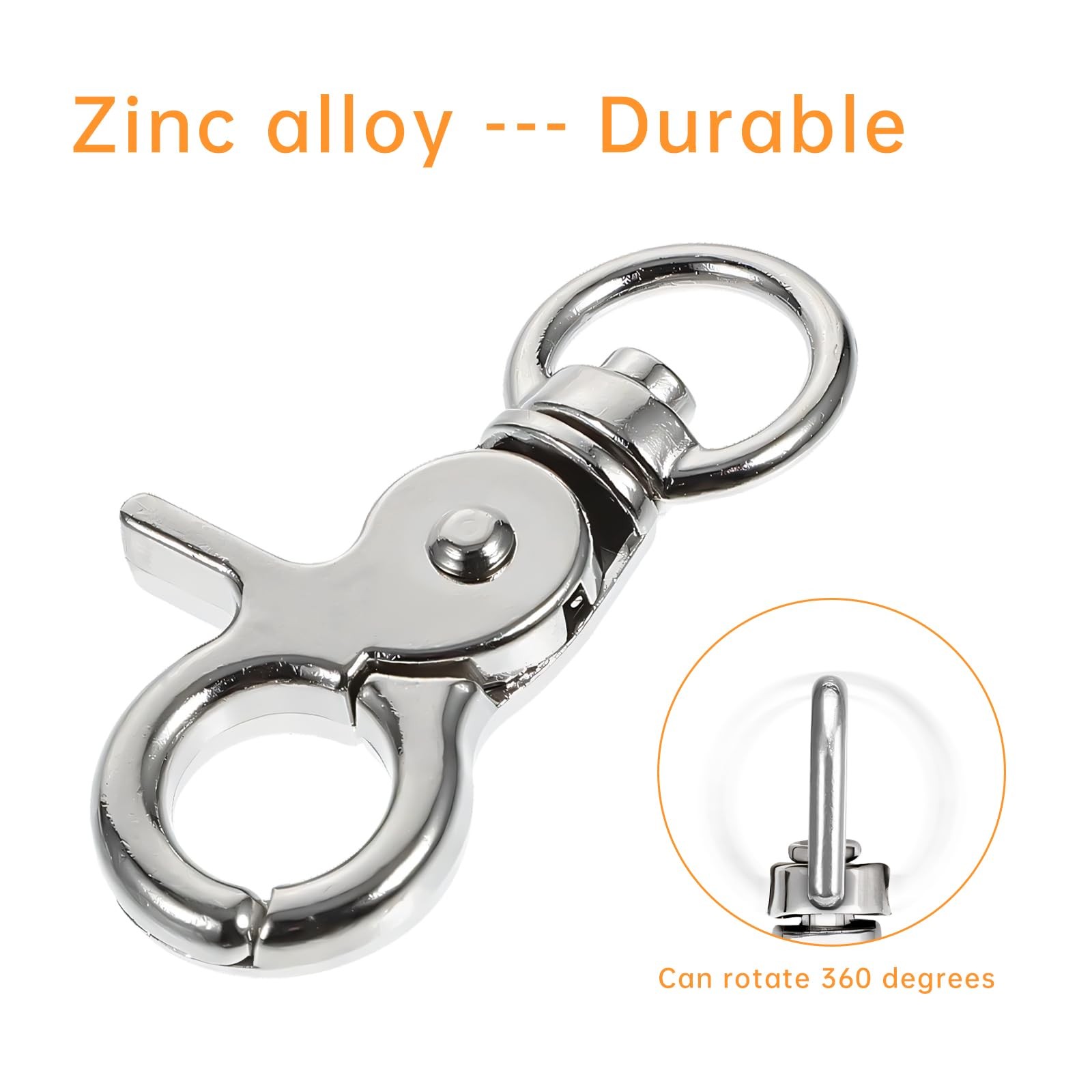 10PCS Trigger Snap Hooks 2.32” x 2.32 inches x 0.82 inches, Silver-10PCS