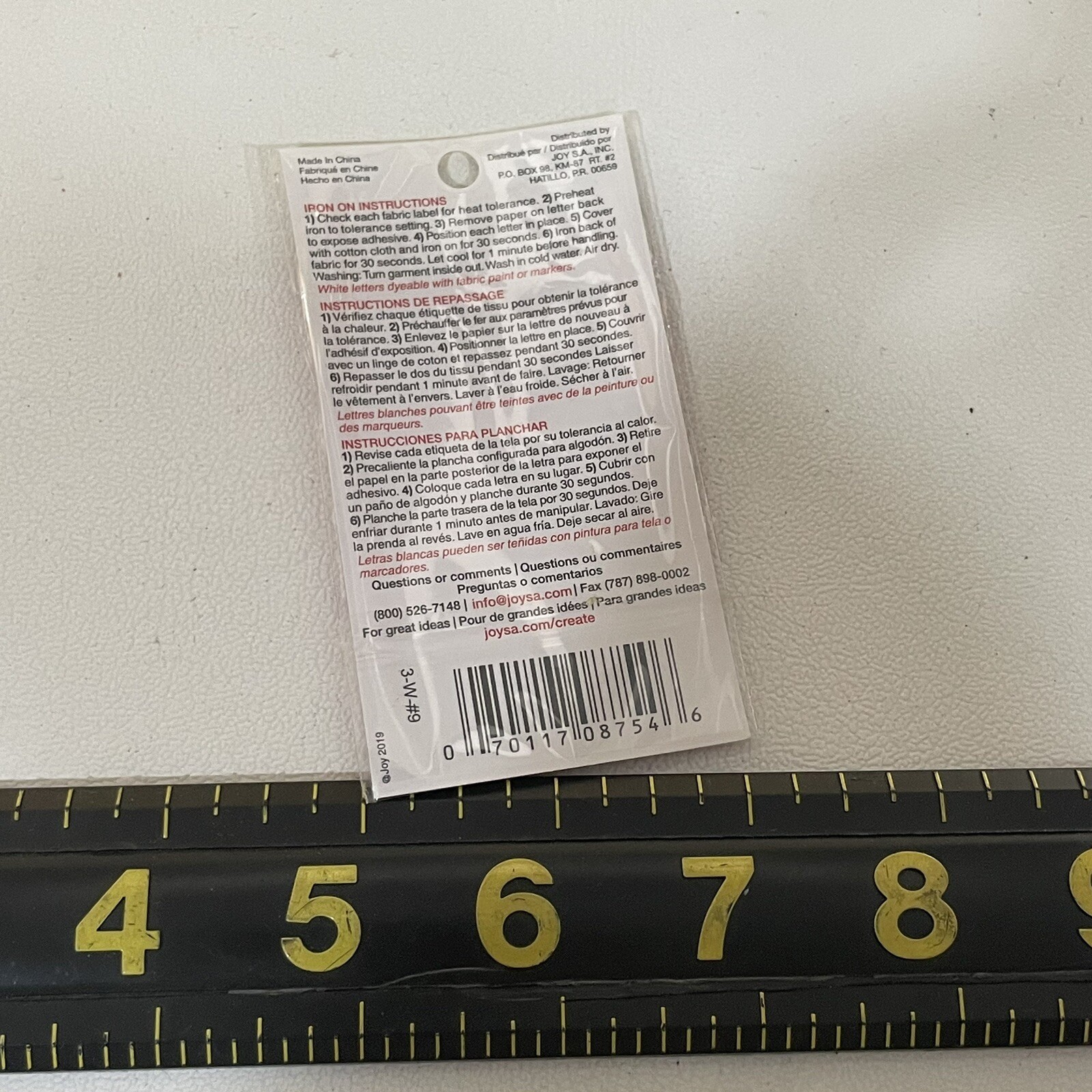 3” Tall “9” White Number #9 Patch M010